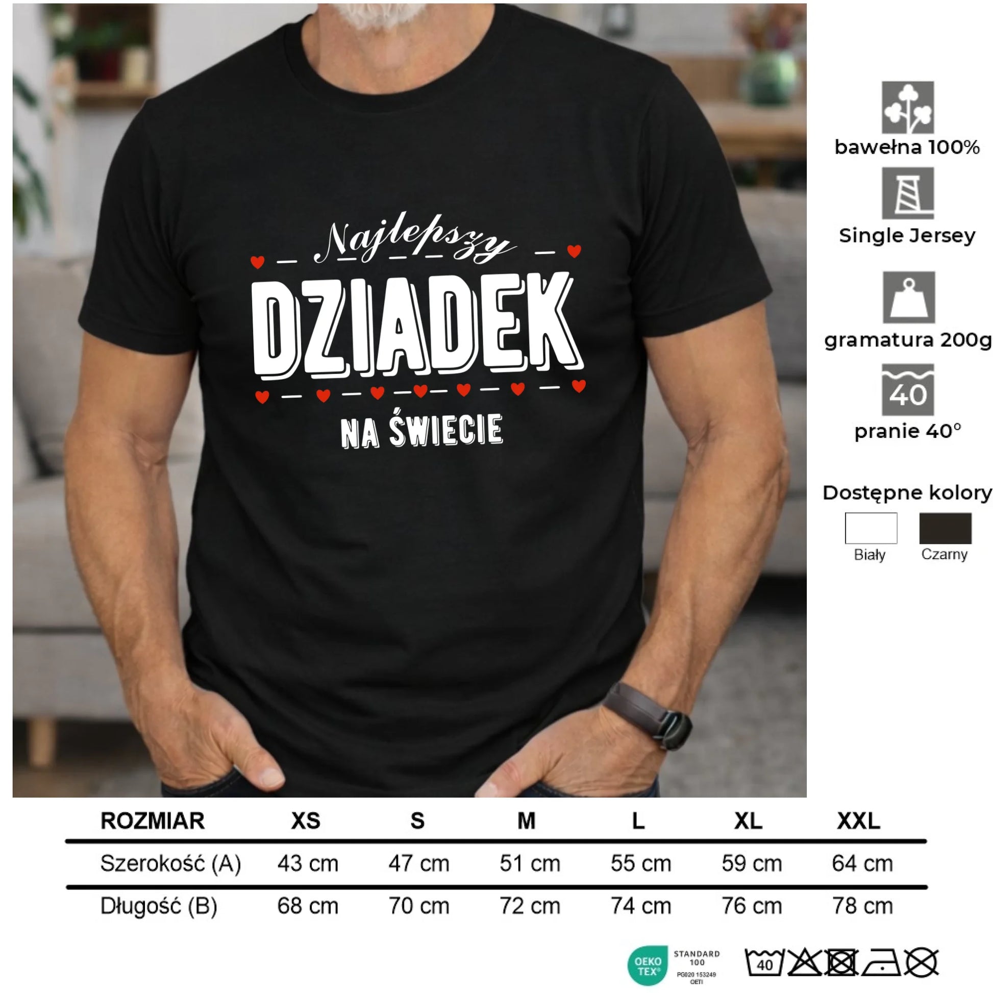 Koszulka dla dziadka - Najlepszy dziadek na świecie D23 - StoryCups.pl