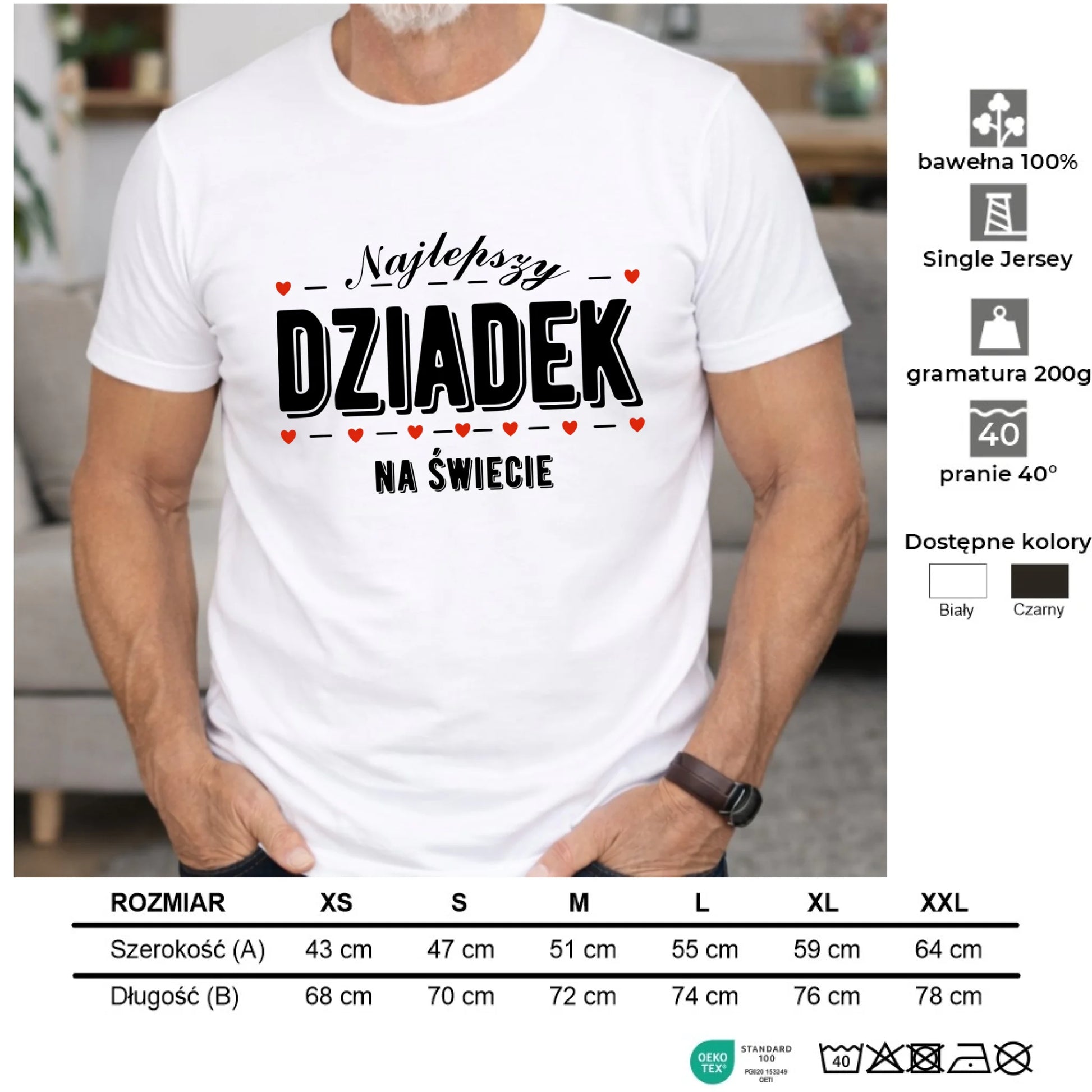 Koszulka dla dziadka - Najlepszy dziadek na świecie D23 - StoryCups.pl