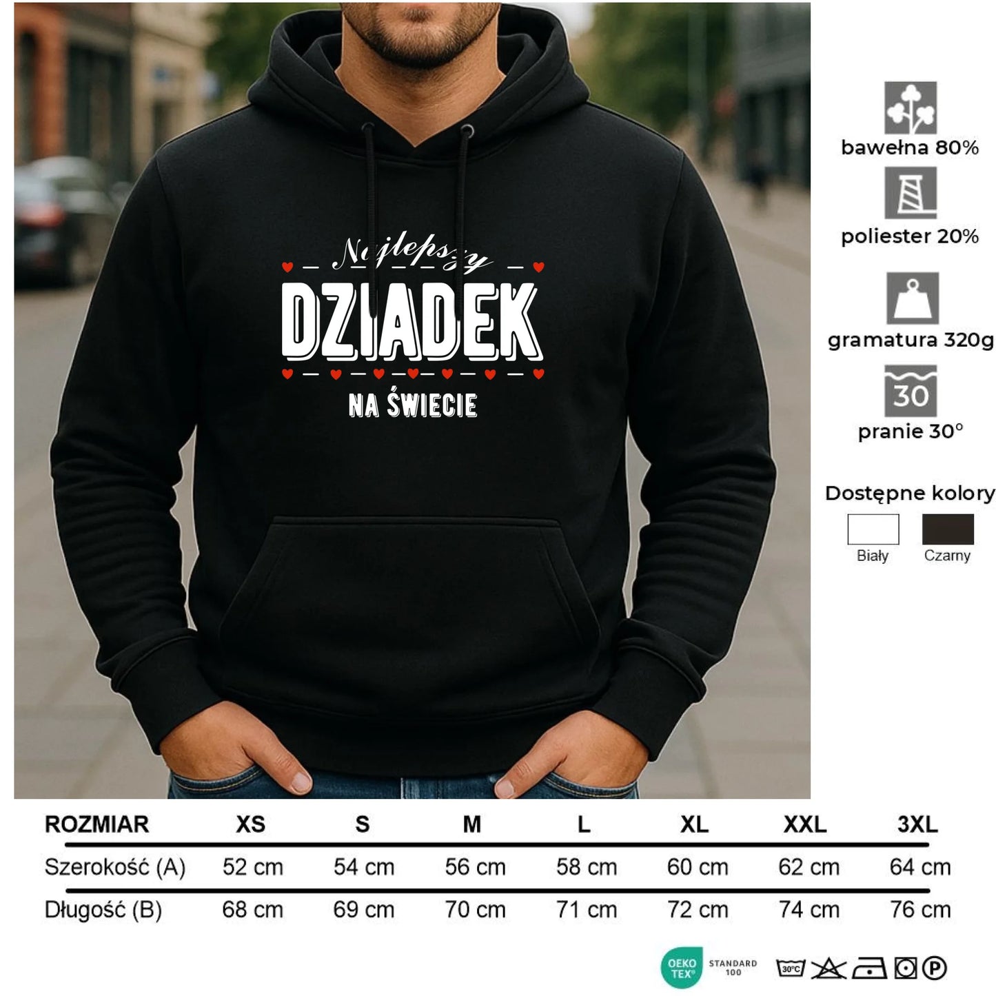 Bluza z kapturem dla dziadka - Najlepszy dziadek na świecie D23 - StoryCups.pl