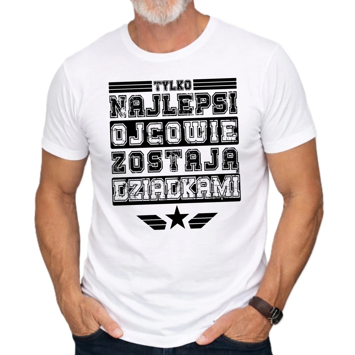 Koszulka dla dziadka - Tylko najlepsi ojcowie zostają dziadkami D25 - StoryCups.pl