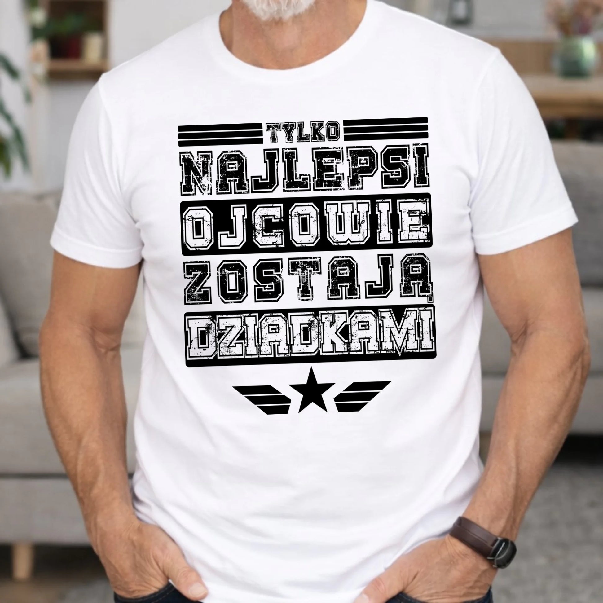 Koszulka dla dziadka - Tylko najlepsi ojcowie zostają dziadkami D25 - StoryCups.pl