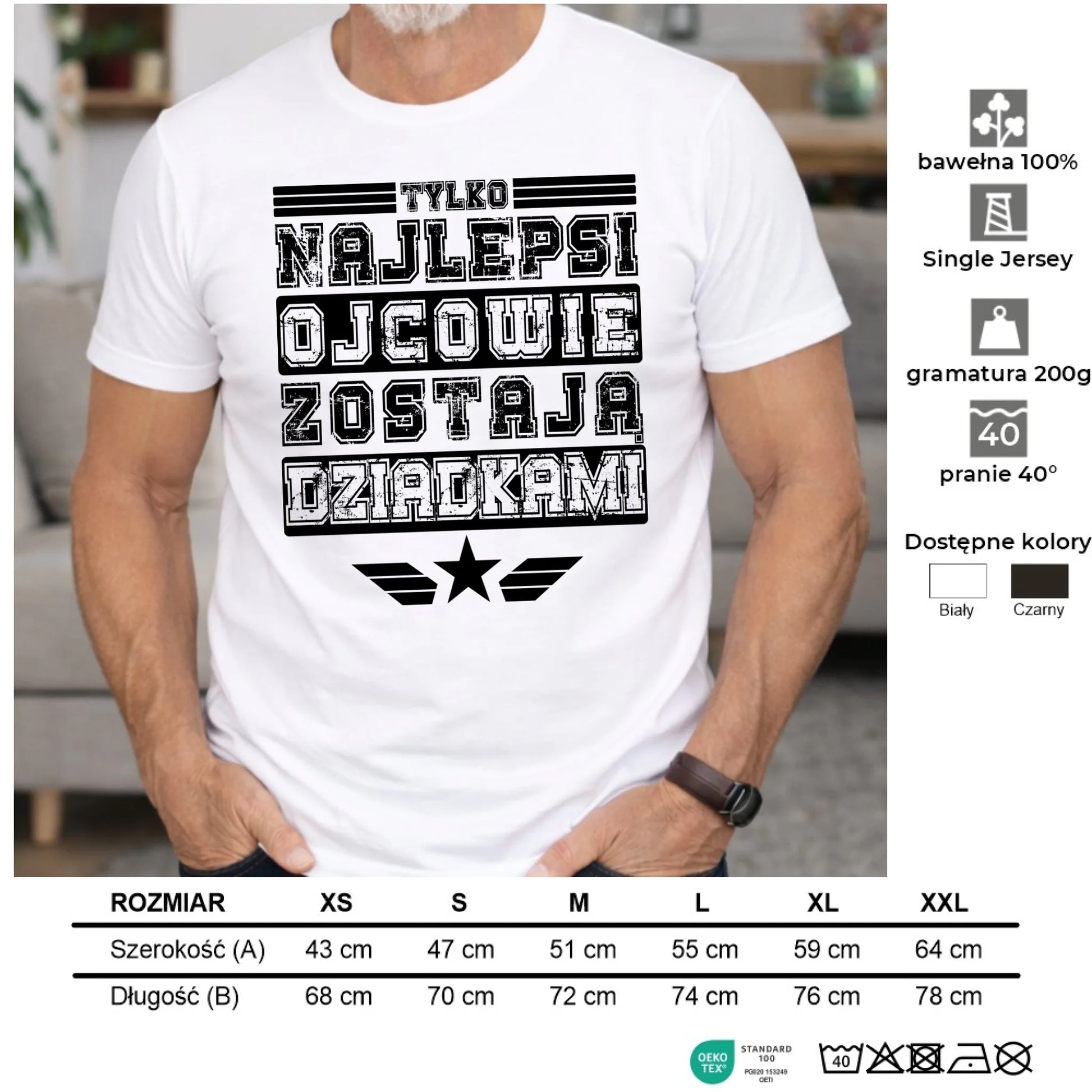 Koszulka dla dziadka - Tylko najlepsi ojcowie zostają dziadkami D25 - StoryCups.pl