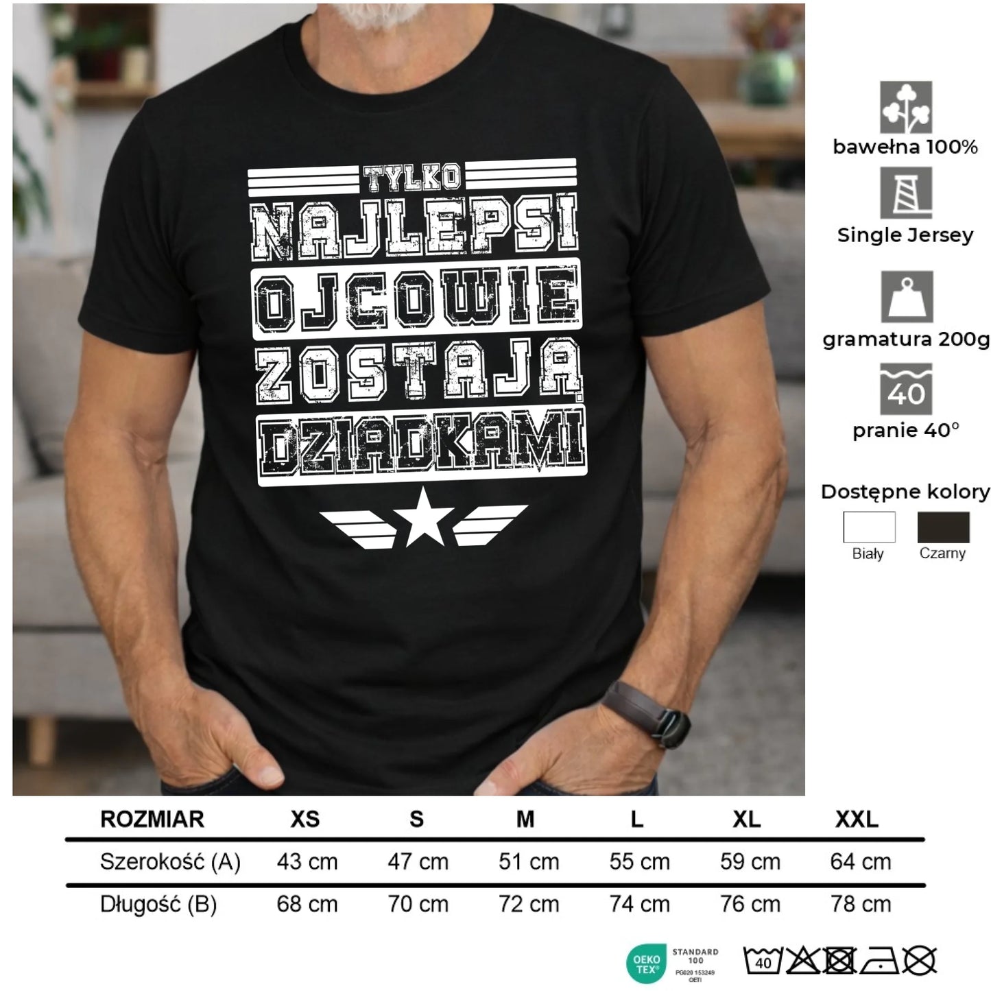 Koszulka dla dziadka - Tylko najlepsi ojcowie zostają dziadkami D25 - StoryCups.pl