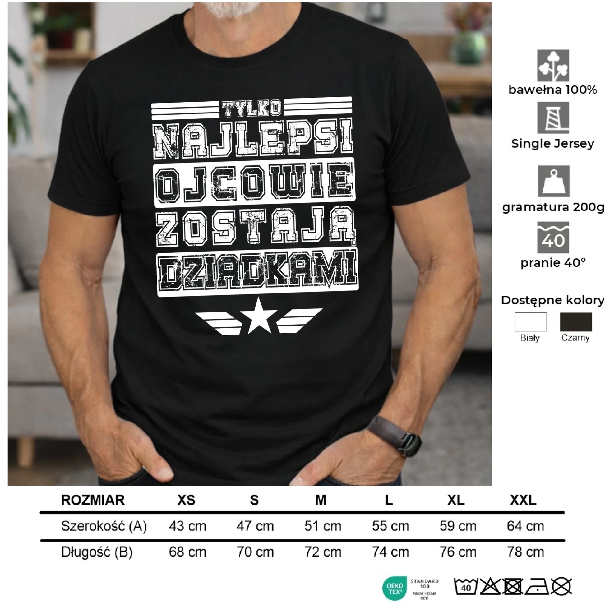 Koszulka dla dziadka - Tylko najlepsi ojcowie zostają dziadkami D25 - StoryCups.pl