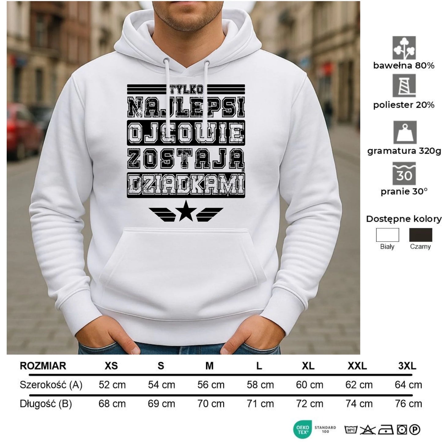 Bluza z kapturem dla dziadka - Tylko najlepsi ojcowie zostają dziadkami D25 - StoryCups.pl