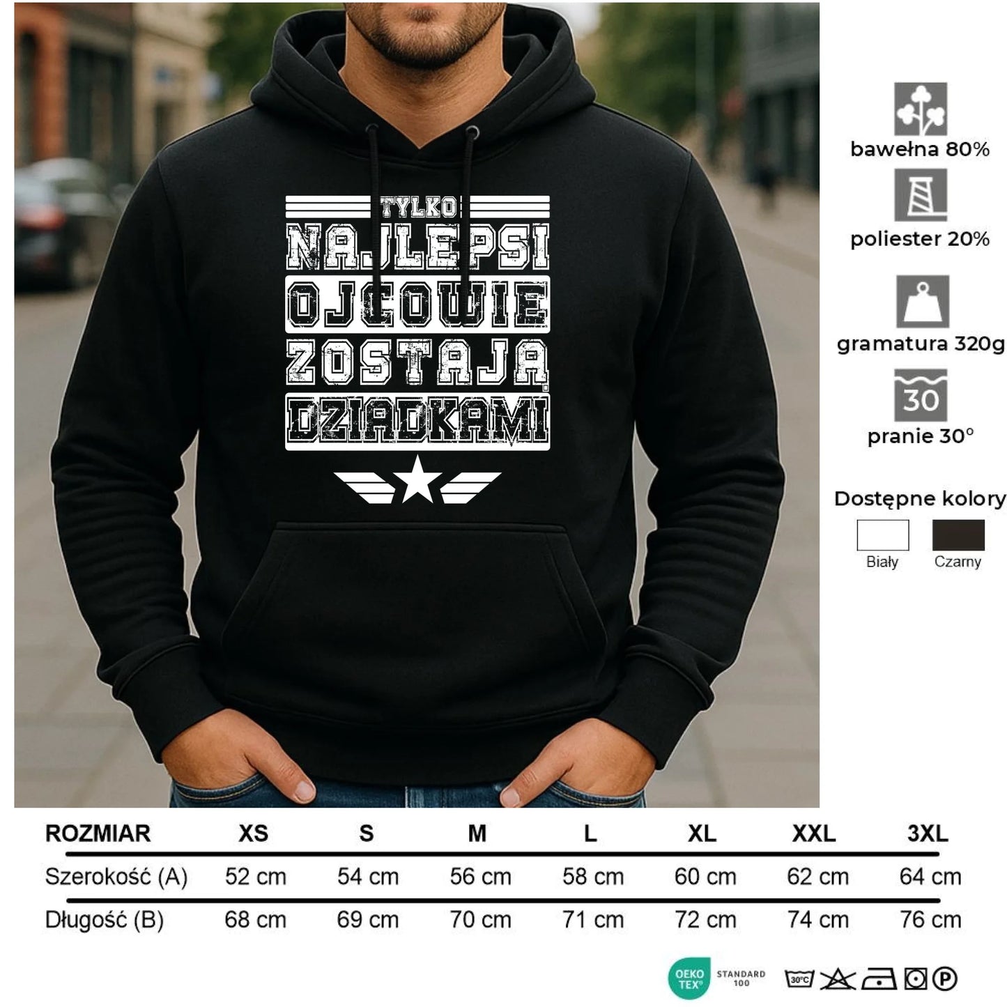 Bluza z kapturem dla dziadka - Tylko najlepsi ojcowie zostają dziadkami D25 - StoryCups.pl