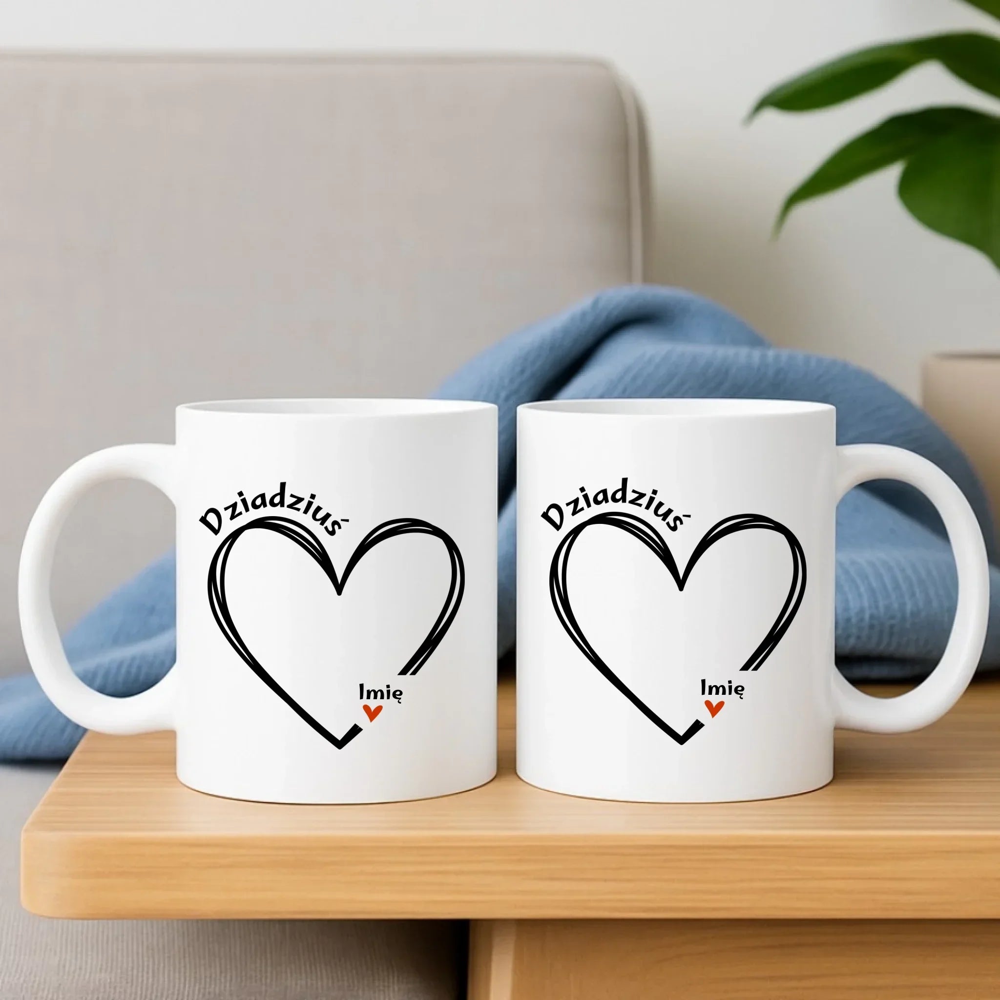 Kubek dla dziadka - Serce z imionami wnuków 1-7 - personalizowany D26 - StoryCups.pl