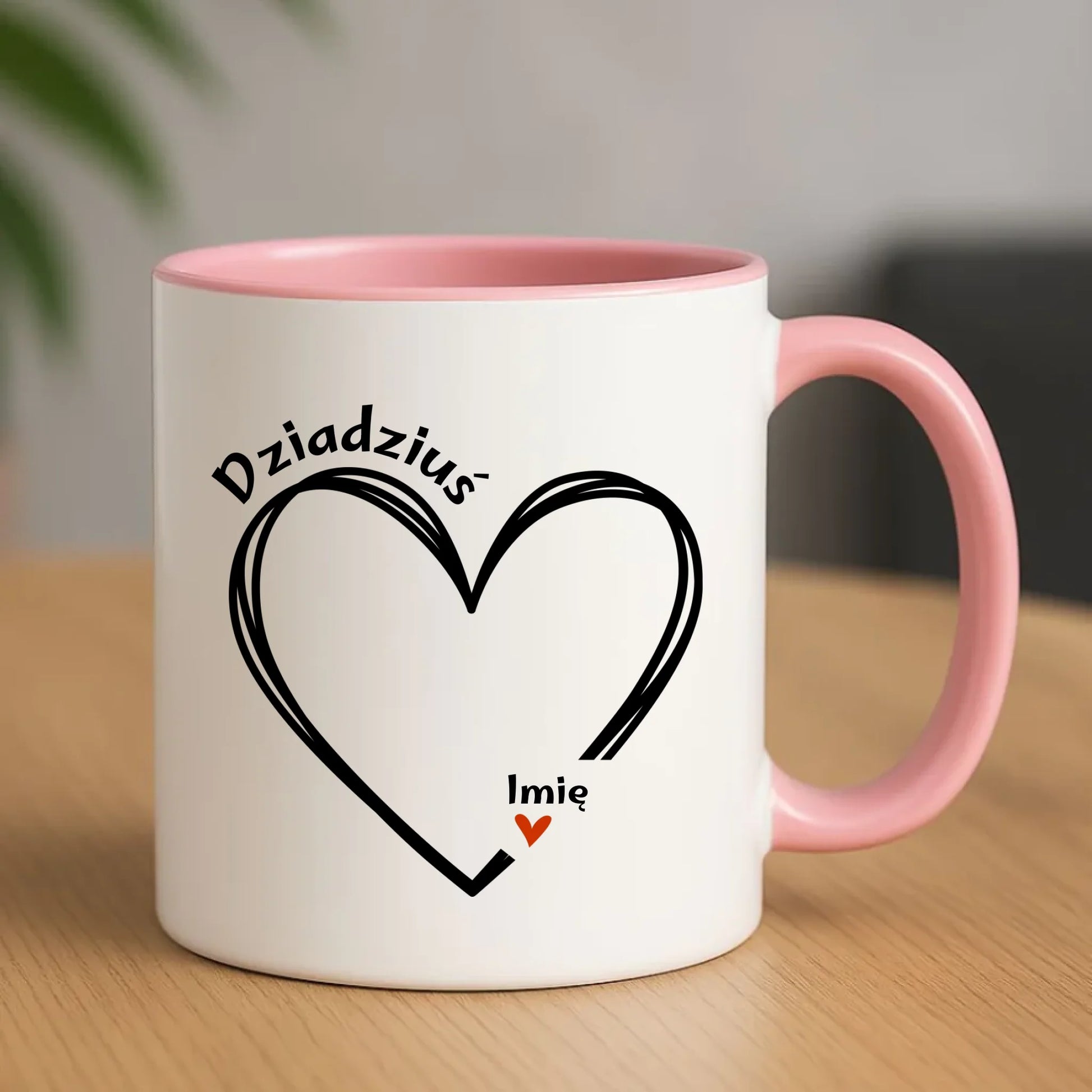 Kubek dla dziadka - Serce z imionami wnuków 1-7 - personalizowany D26 - StoryCups.pl