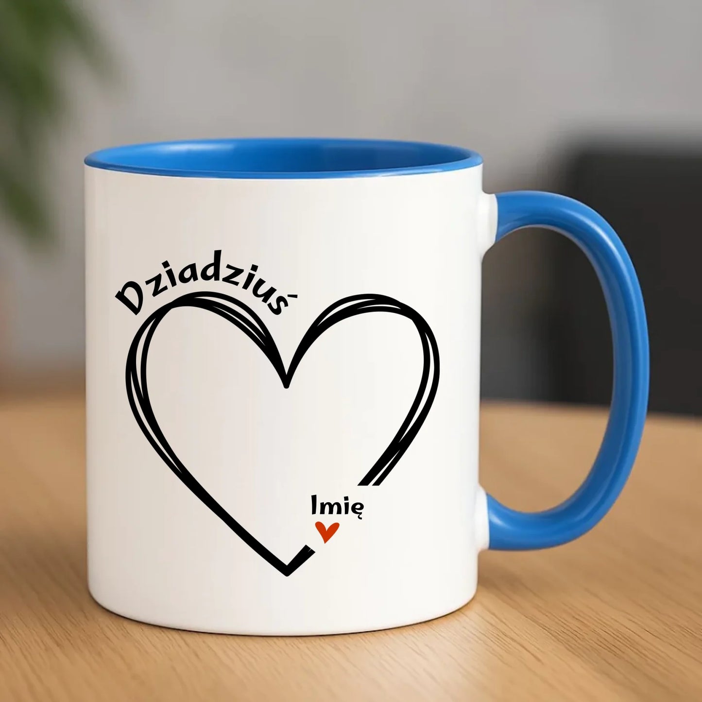 Kubek dla dziadka - Serce z imionami wnuków 1-7 - personalizowany D26 - StoryCups.pl
