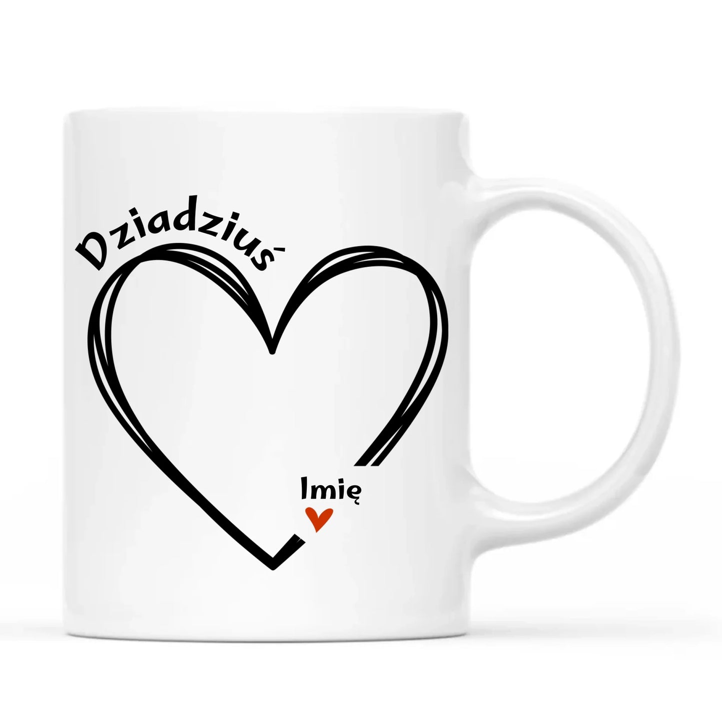 Kubek dla dziadka - Serce z imionami wnuków 1-7 - personalizowany D26 - StoryCups.pl