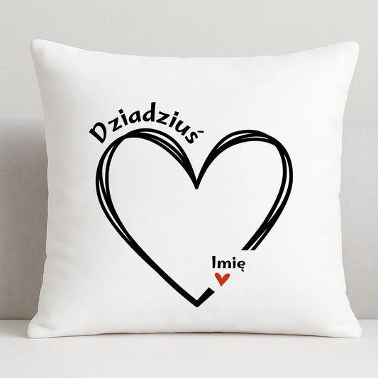 Poduszka dla dziadka - Serce z imionami wnuków 1-7 - personalizowana D26 - StoryCups.pl