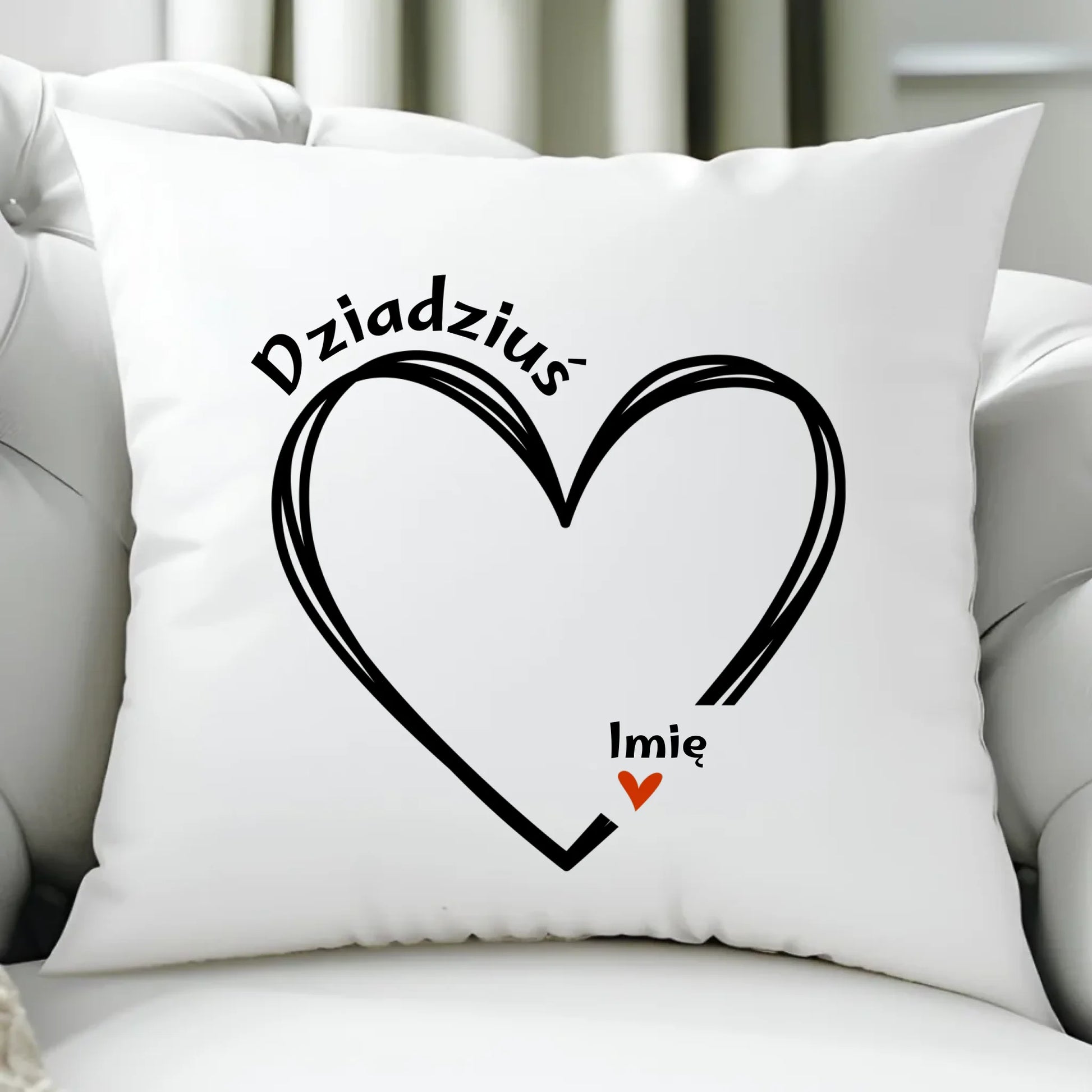 Poduszka dla dziadka - Serce z imionami wnuków 1-7 - personalizowana D26 - StoryCups.pl
