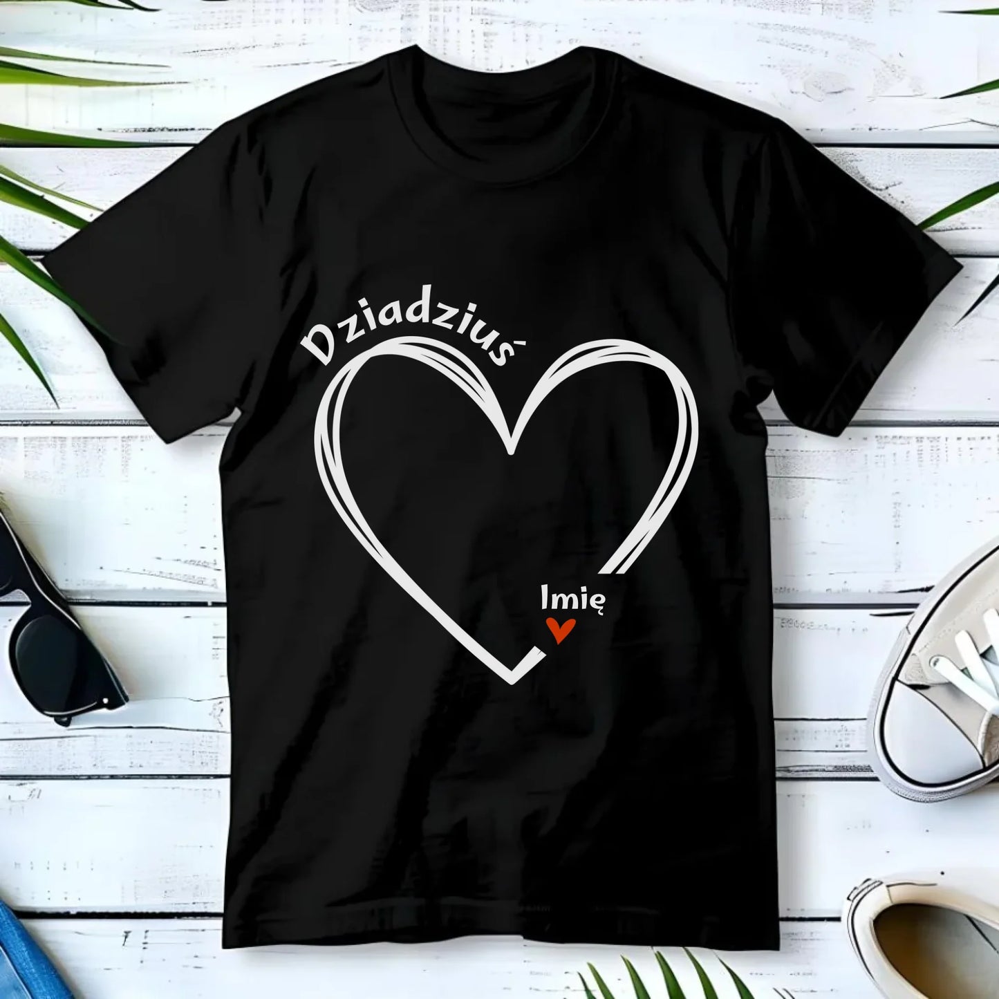 Koszulka dla dziadka - Serce z imionami wnuków 1-7 - personalizowana D26 - StoryCups.pl
