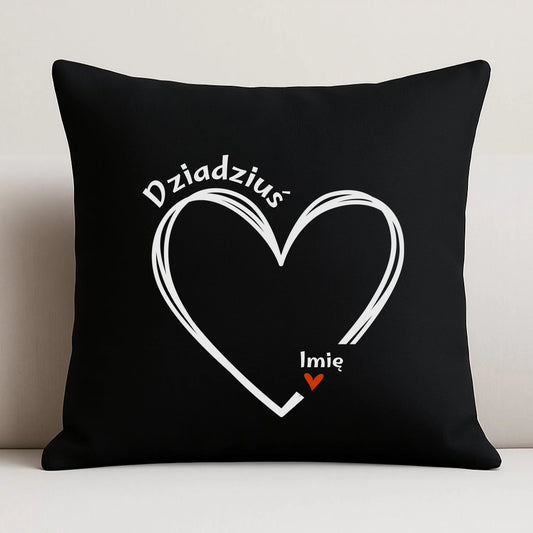 Poduszka dekoracyjna dla dziadka - Serce z imionami wnuków 1-7 - personalizowana D26 - StoryCups.pl