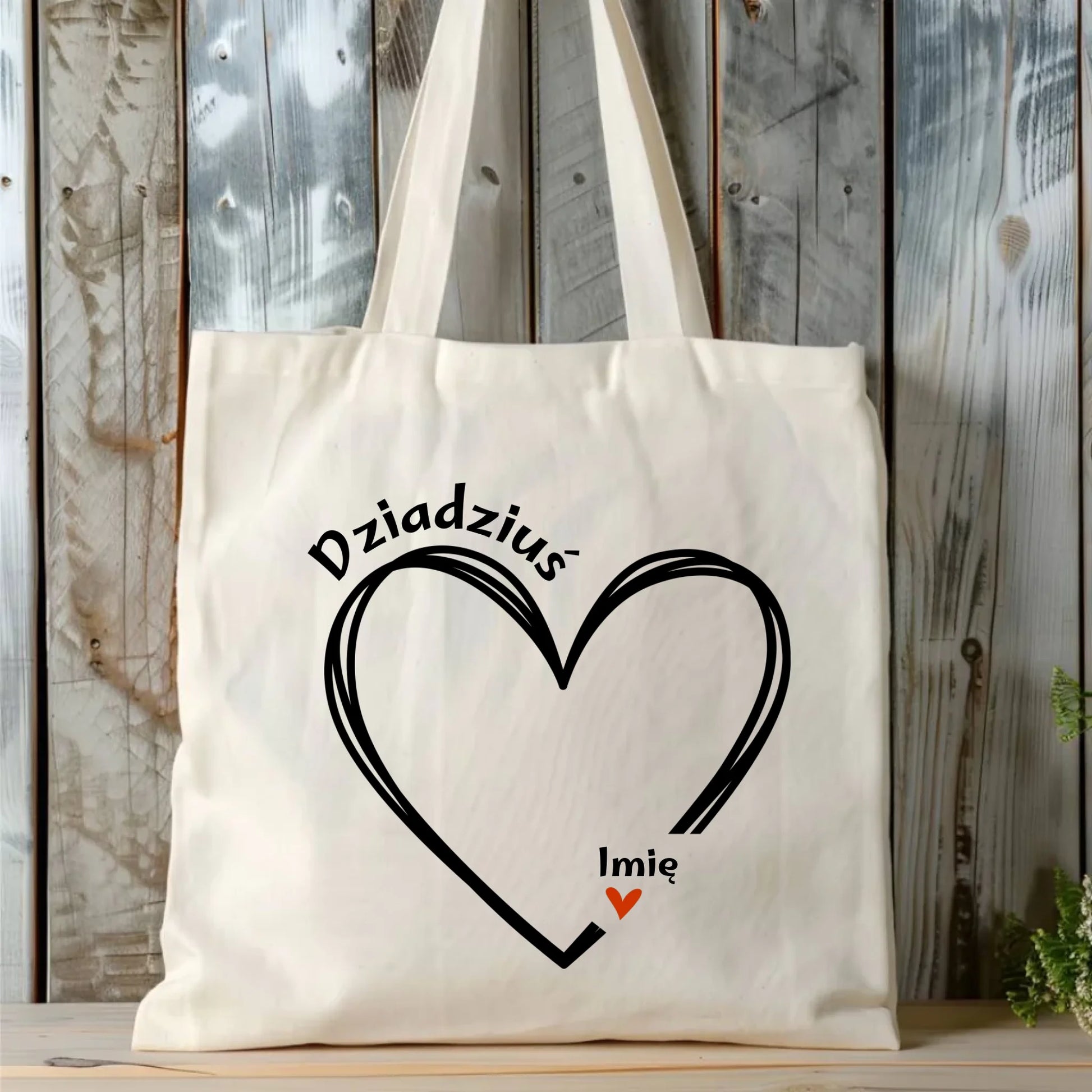 Torba dla dziadka - Serce z imionami wnuków 1-7 - personalizowana D26 - StoryCups.pl