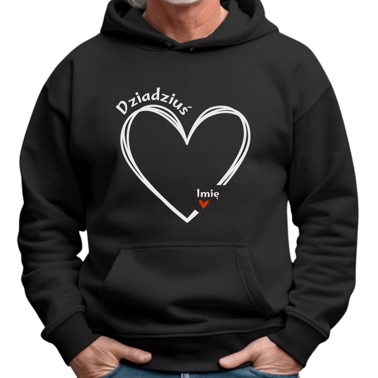 Bluza z kapturem dla dziadka - Serce z imionami wnuków 1-7 - personalizowana D26 - StoryCups.pl