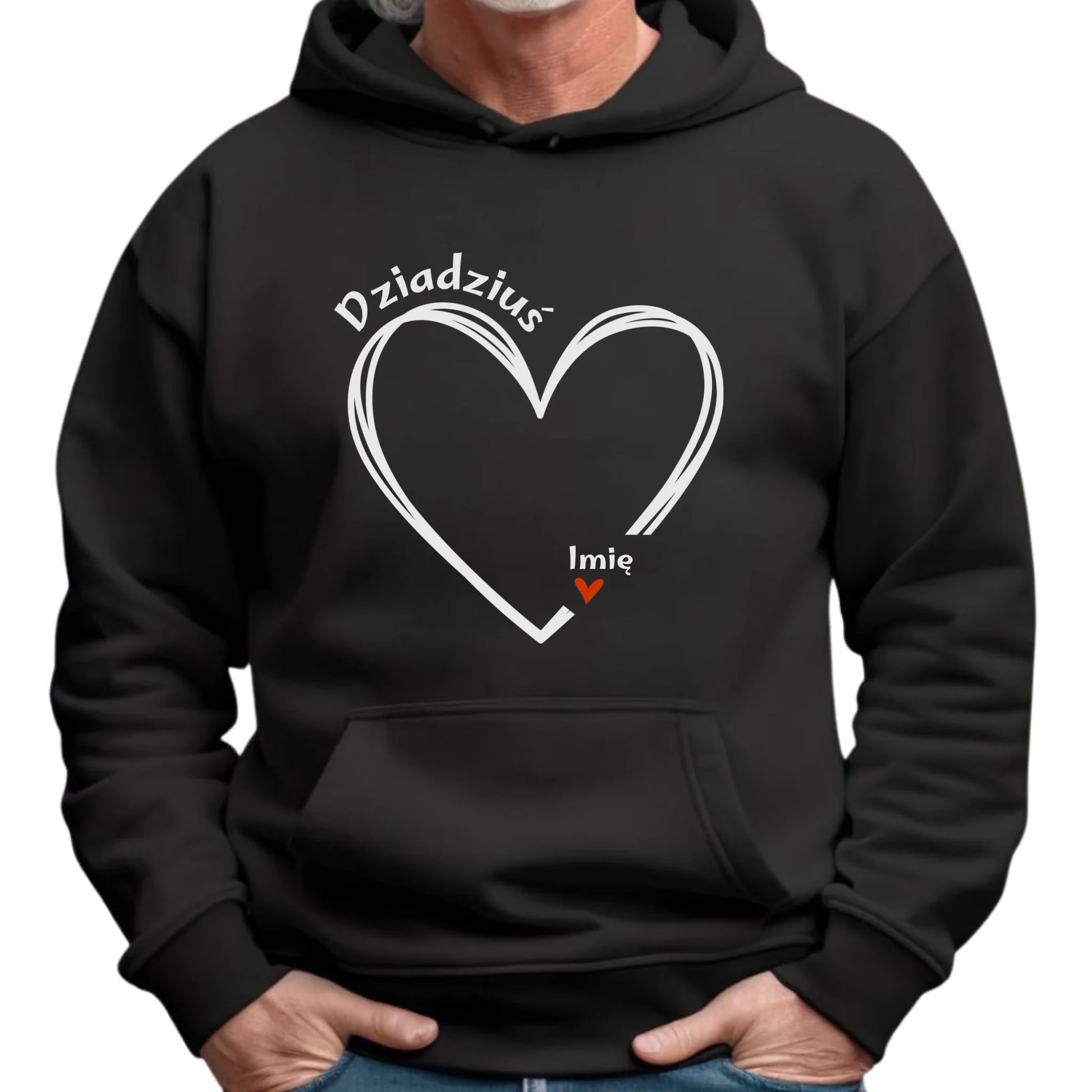 Bluza z kapturem dla dziadka - Serce z imionami wnuków 1-7 - personalizowana D26 - StoryCups.pl