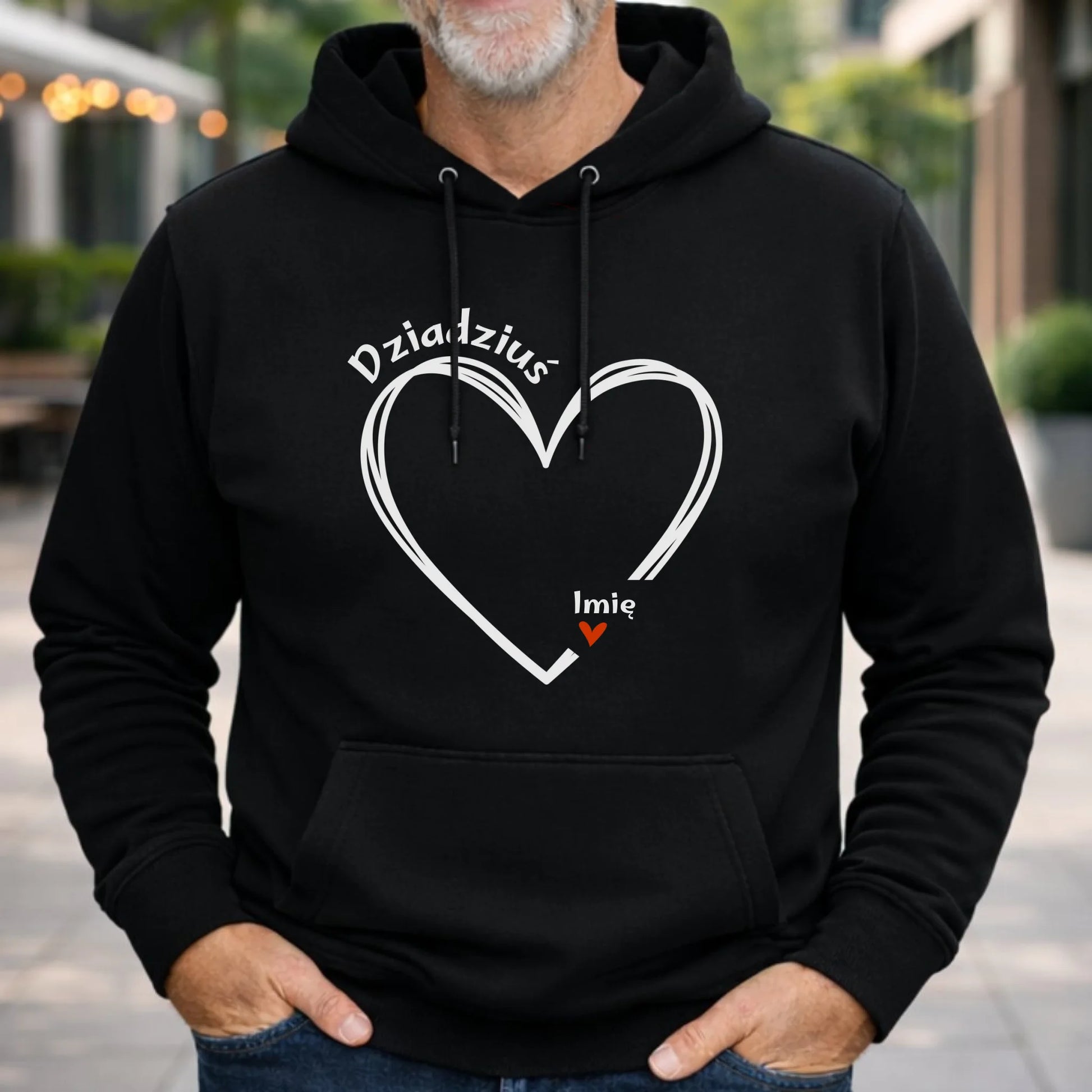 Bluza z kapturem dla dziadka - Serce z imionami wnuków 1-7 - personalizowana D26 - StoryCups.pl
