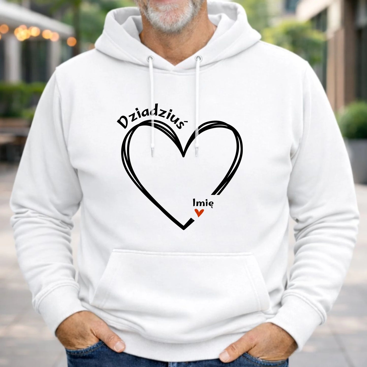 Bluza z kapturem dla dziadka - Serce z imionami wnuków 1-7 - personalizowana D26 - StoryCups.pl