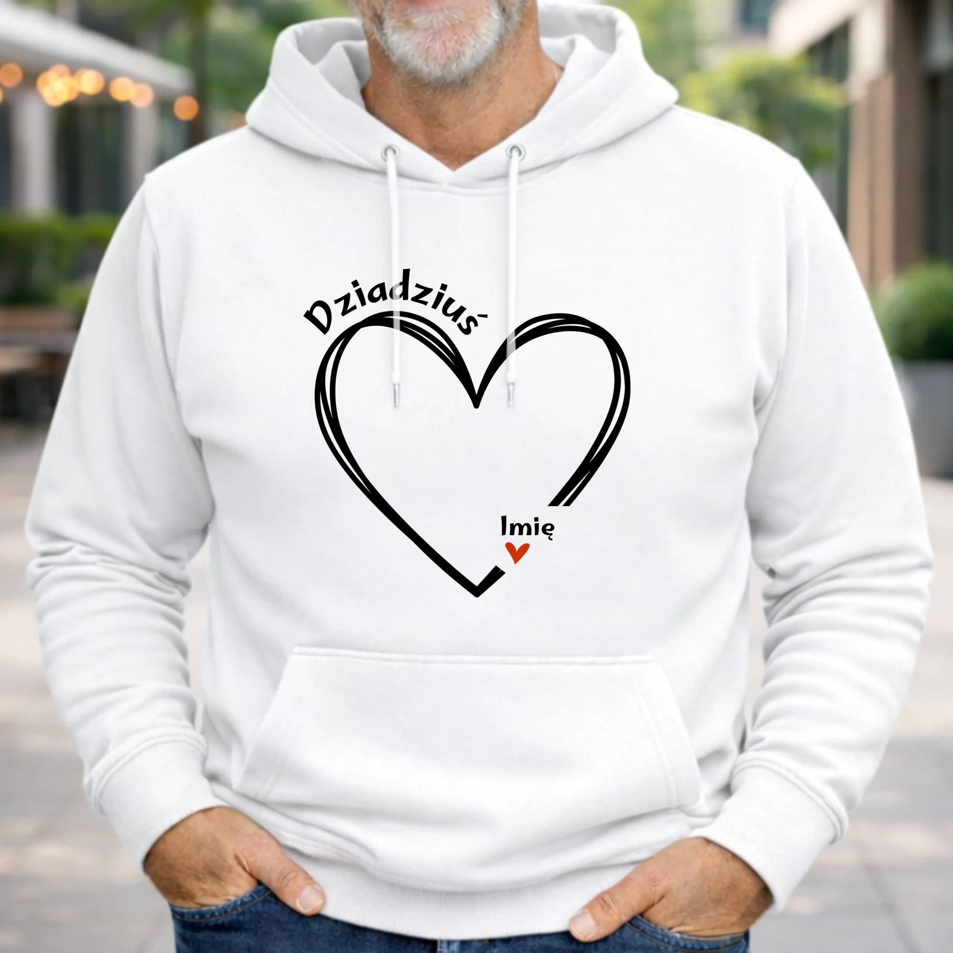 Bluza z kapturem dla dziadka - Serce z imionami wnuków 1-7 - personalizowana D26 - StoryCups.pl