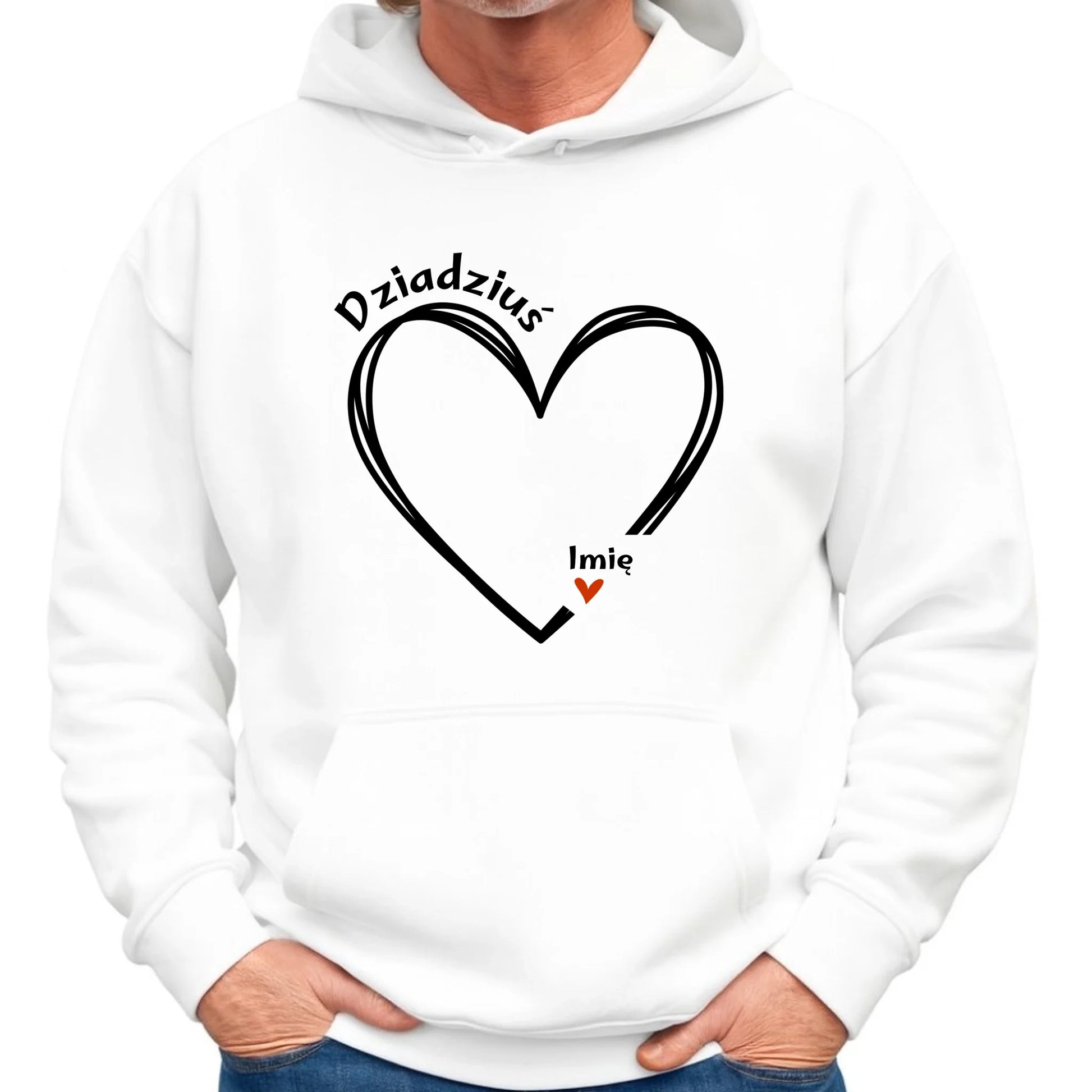 Bluza z kapturem dla dziadka - Serce z imionami wnuków 1-7 - personalizowana D26 - StoryCups.pl