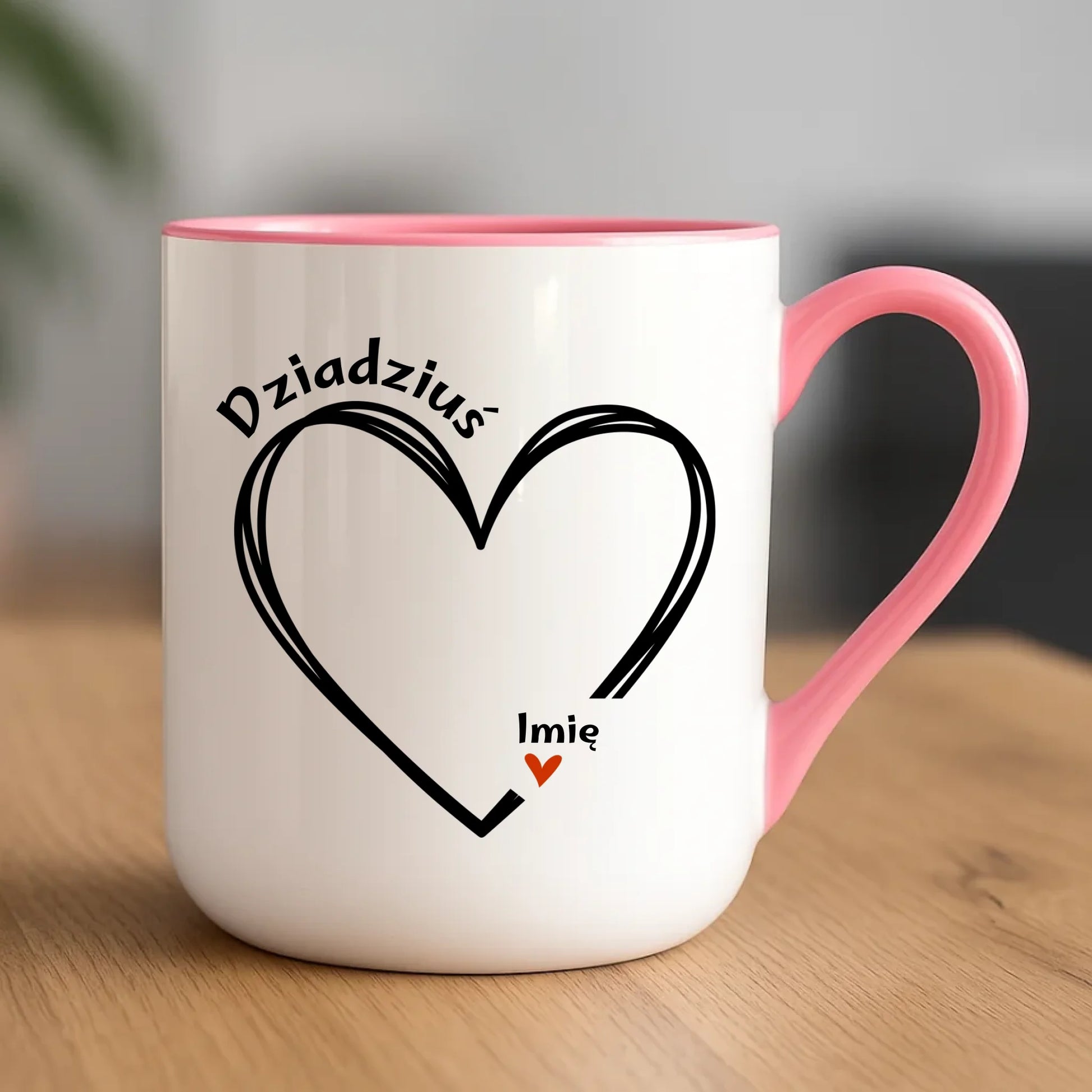 Kubek elegant dla dziadka - Serce z imionami wnuków 1-7 - personalizowany D26 - StoryCups.pl