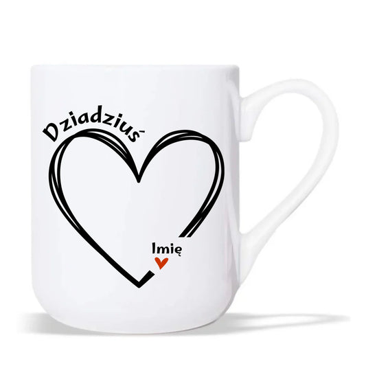 Kubek elegant dla dziadka - Serce z imionami wnuków 1-7 - personalizowany D26 - StoryCups.pl