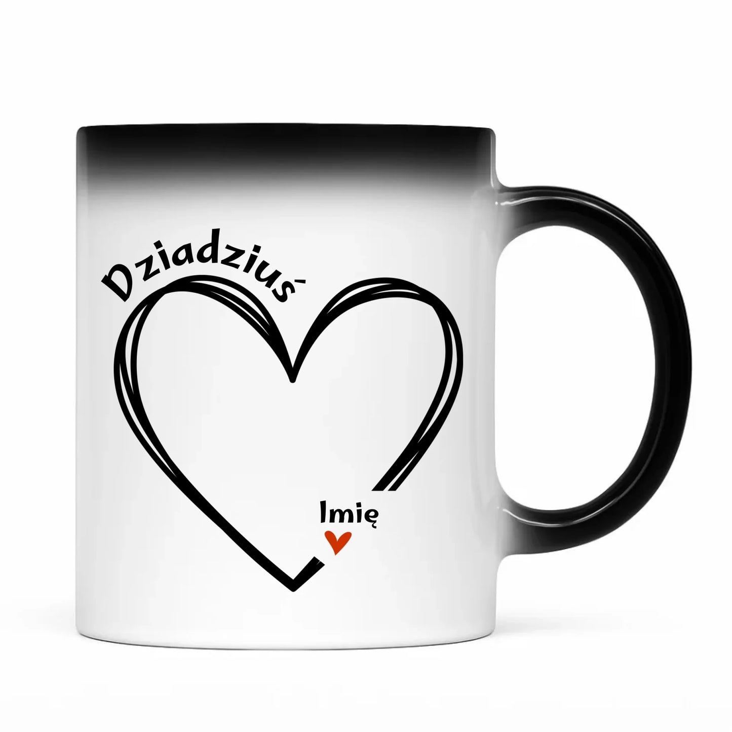 Kubek magiczny dla dziadka - Serce z imionami wnuków 1-7 - personalizowany D26 - StoryCups.pl