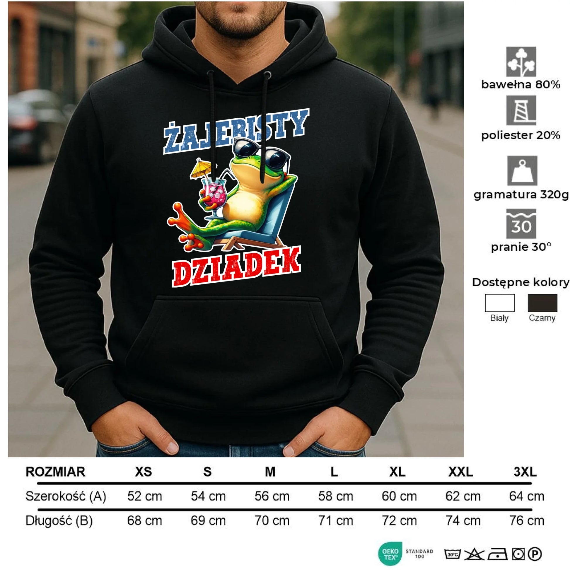 Bluza z kapturem dla dziadka - Żajebisty dziadek D27 - StoryCups.pl