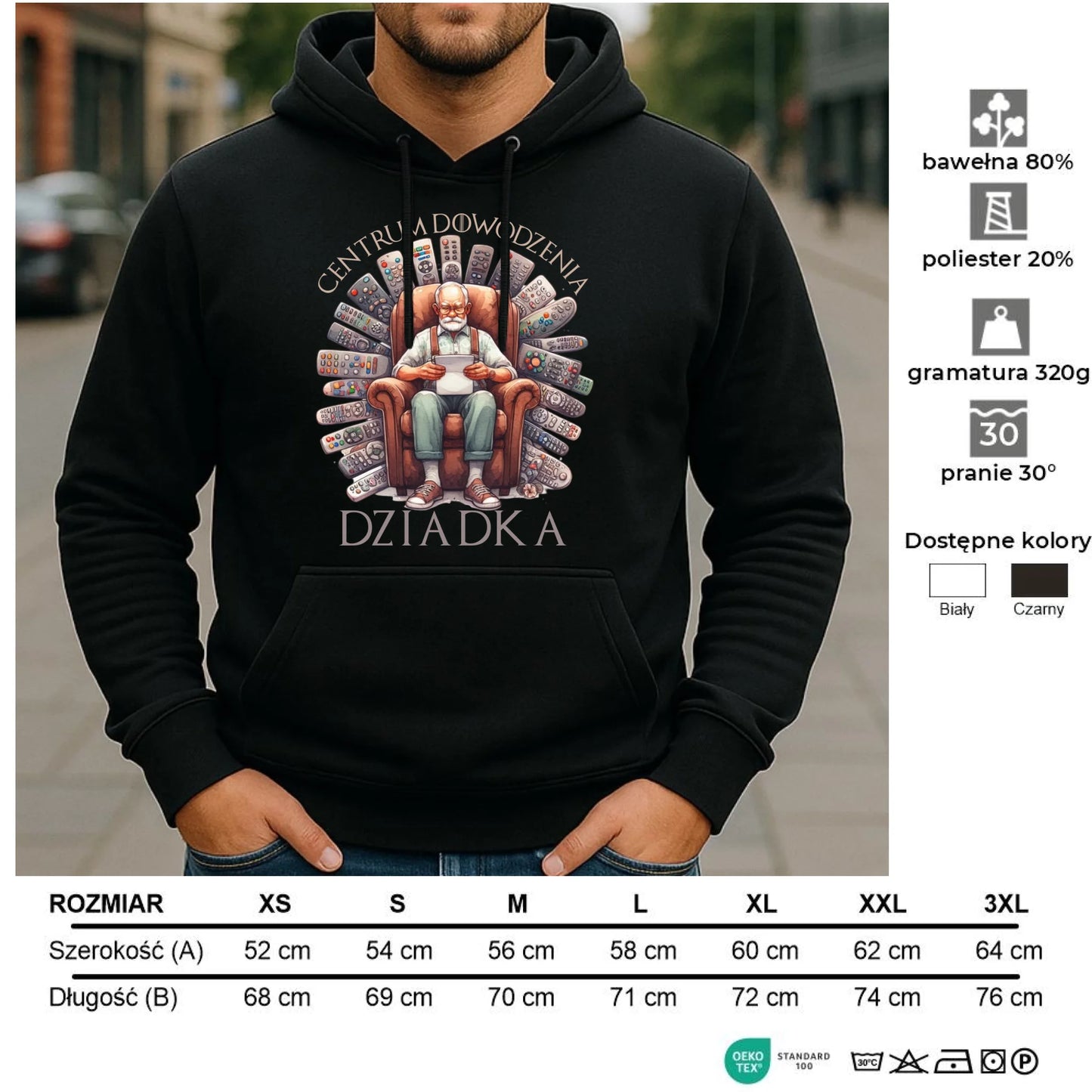 Bluza z kapturem dla dziadka - Centrum dowodzenia D28 - StoryCups.pl