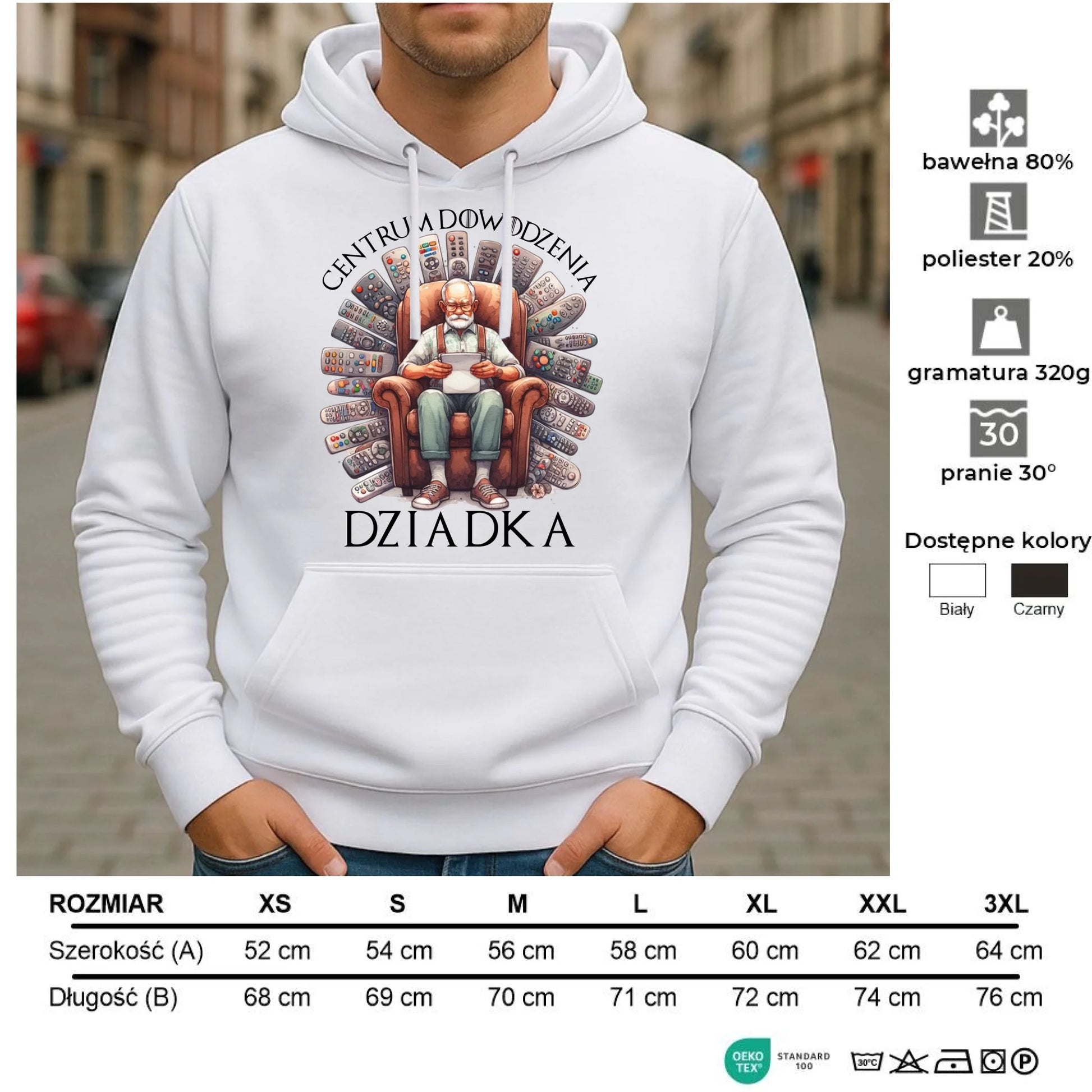 Bluza z kapturem dla dziadka - Centrum dowodzenia D28 - StoryCups.pl