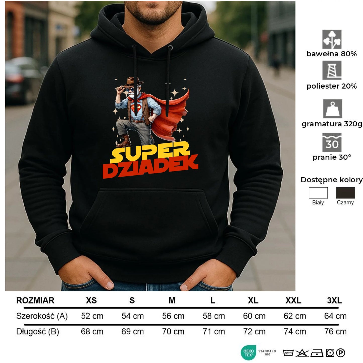 Bluza z kapturem dla dziadka - Super Dziadek D29 - StoryCups.pl