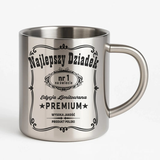 Kubek metalowy dla dziadka - Najlepszy dziadek edycja limitowana D30 - StoryCups.pl