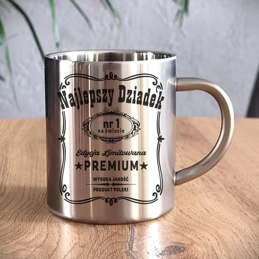 Kubek metalowy dla dziadka - Najlepszy dziadek edycja limitowana D30 - StoryCups.pl