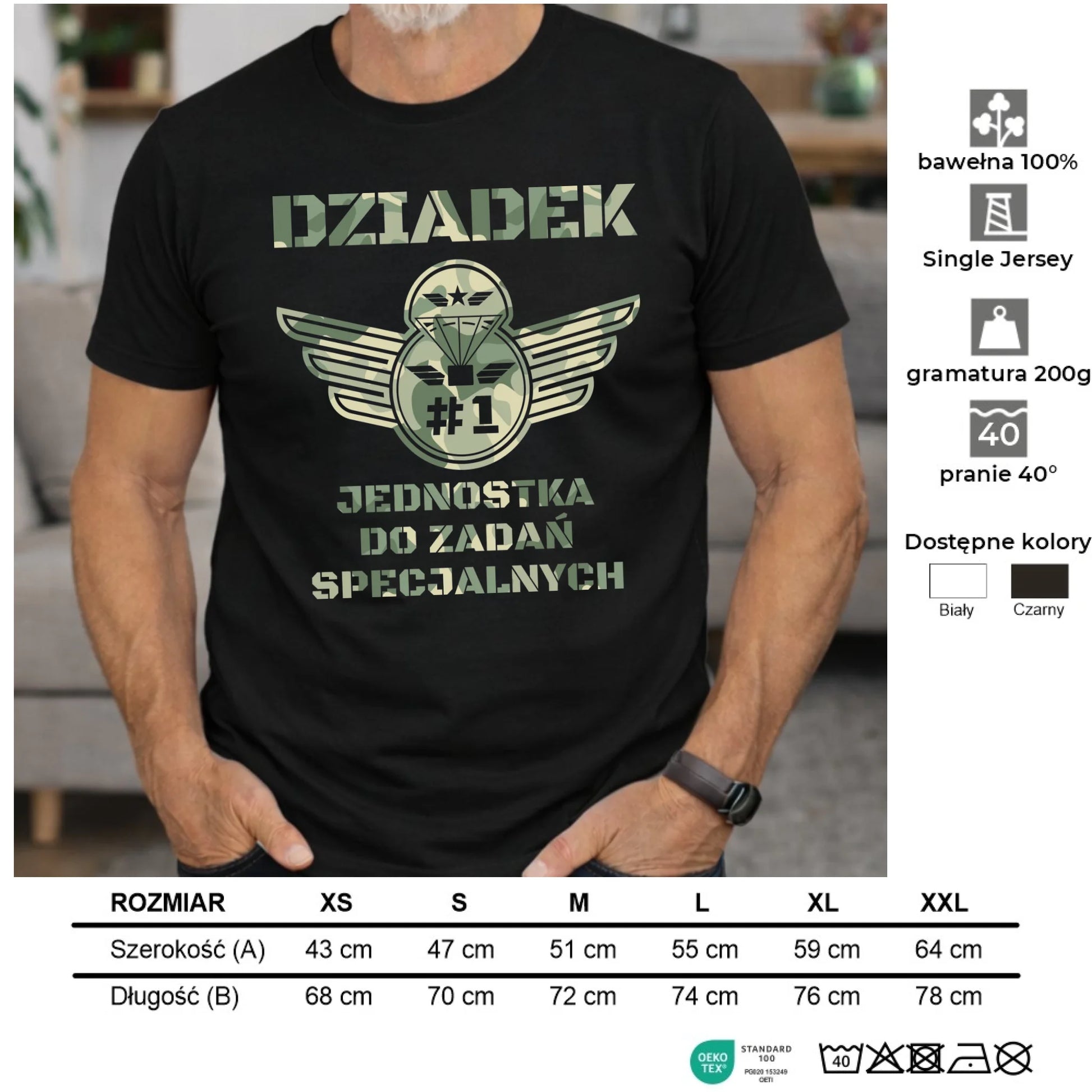 Koszulka dla dziadka - Dziadek jednostka do zadań specjalnych D31 - StoryCups.pl