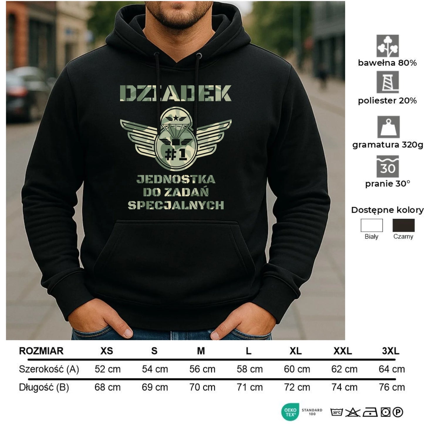 Bluza z kapturem dla dziadka - Dziadek jednostka do zadań specjalnych D31 - StoryCups.pl