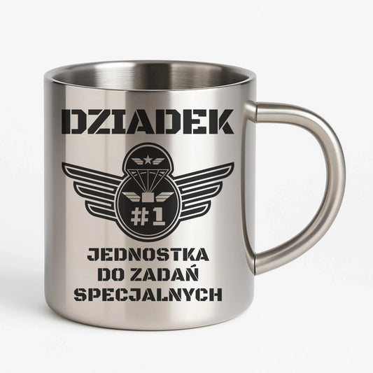 Kubek metalowy dla dziadka - Dziadek jednostka do zadań specjalnych D31 - StoryCups.pl
