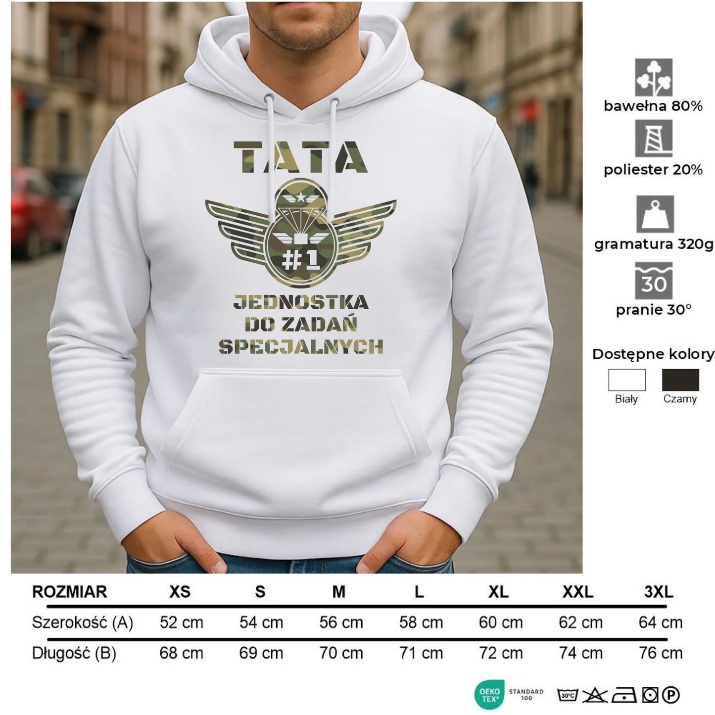 Bluza z kapturem dla taty - Tata jednostka do zadań specjalnych DT42 - StoryCups.pl