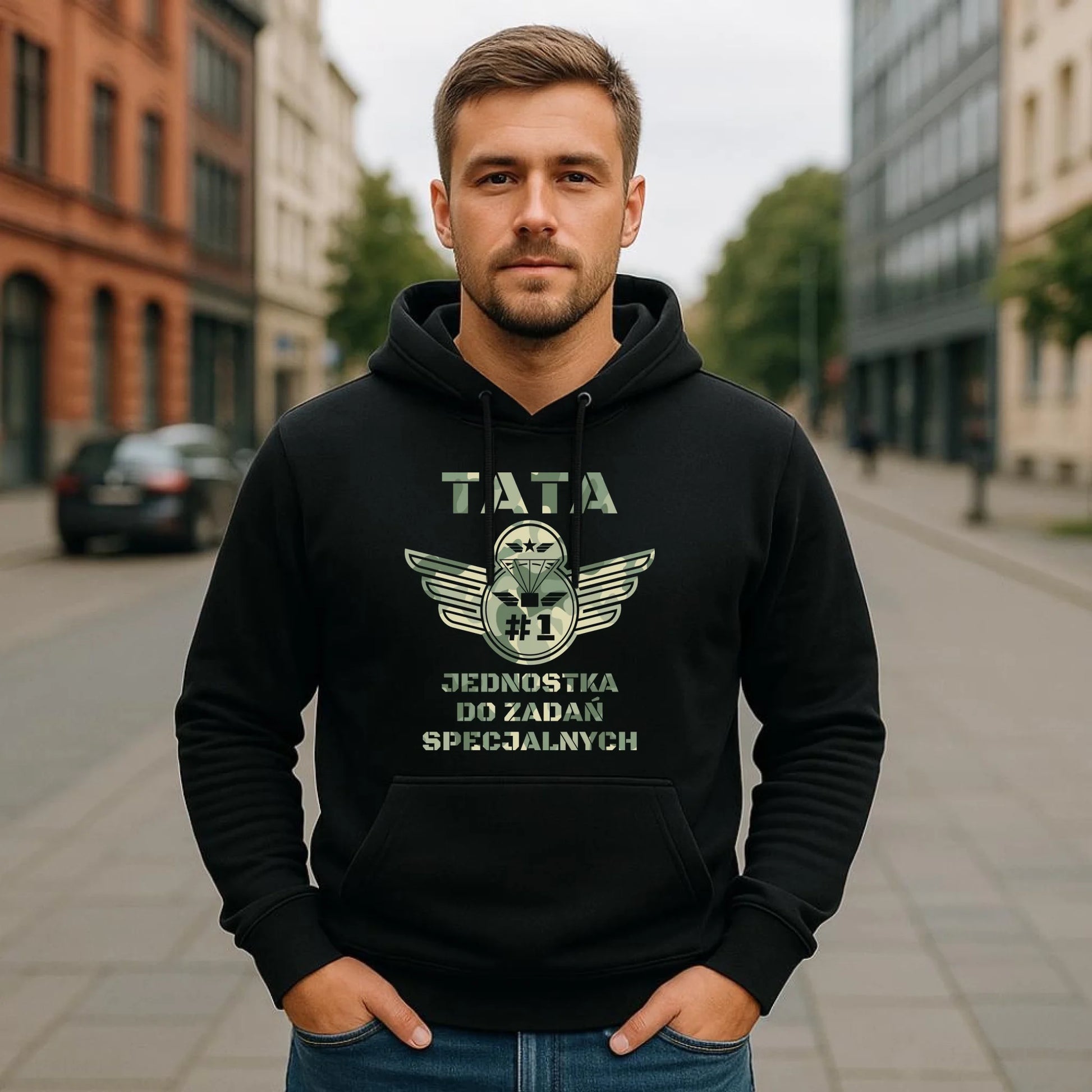 Bluza z kapturem dla taty - Tata jednostka do zadań specjalnych DT42 - StoryCups.pl