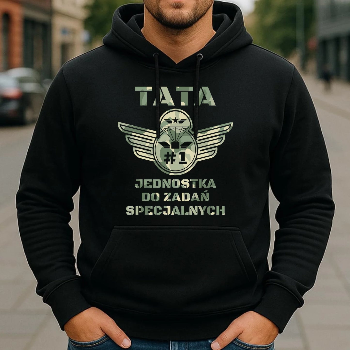 Bluza z kapturem dla taty - Tata jednostka do zadań specjalnych DT42 - StoryCups.pl