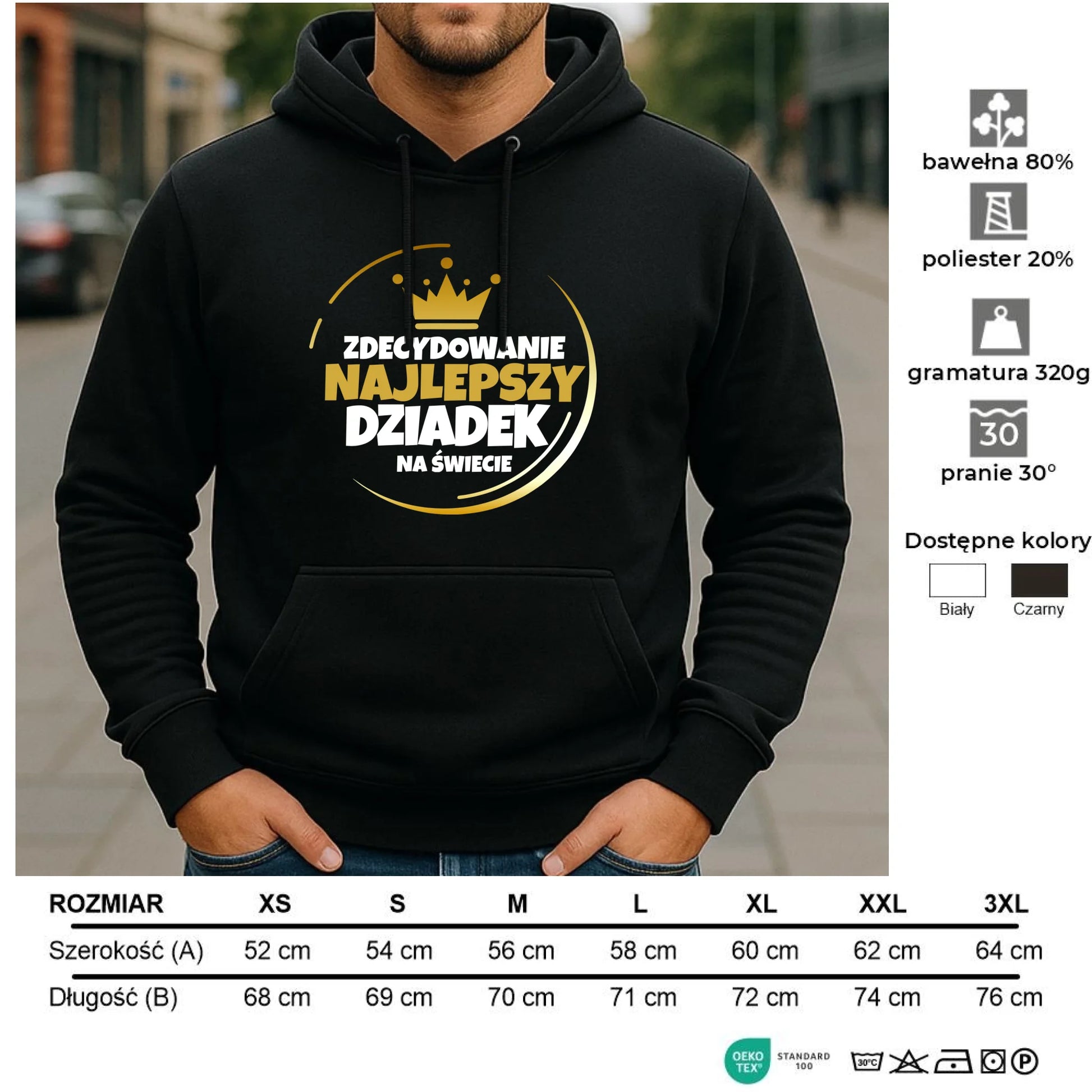 Bluza z kapturem dla dziadka - Zdecydowanie najlepszy dziadek D32 - StoryCups.pl