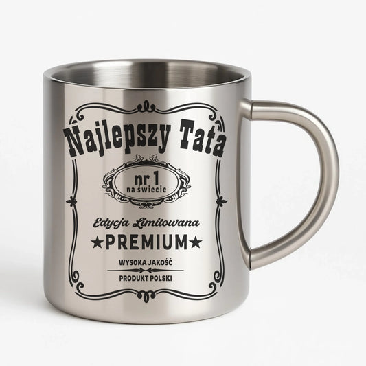 Kubek metalowy dla taty - Najlepszy tata edycja limitowana DT32 - StoryCups.pl
