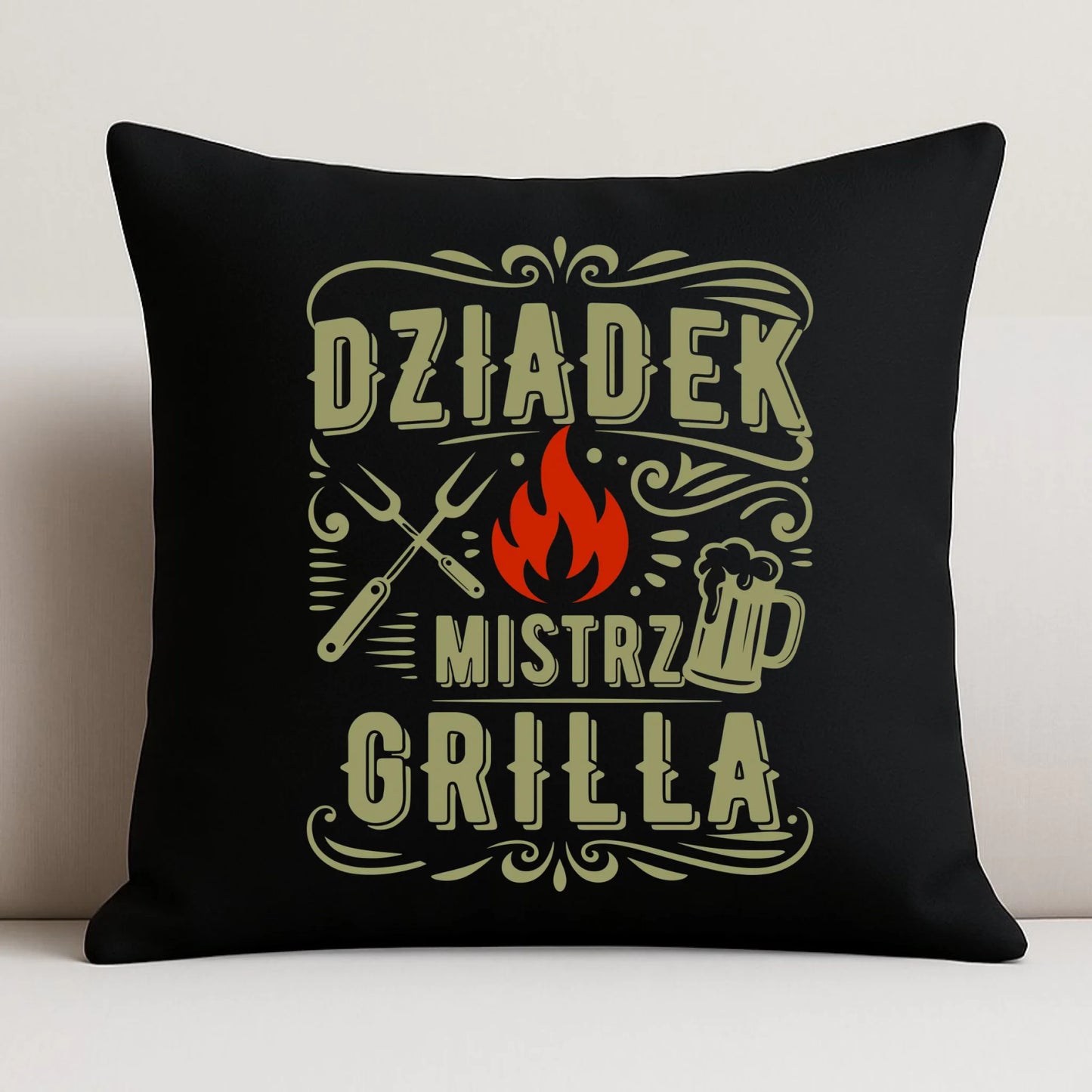 Poduszka dekoracyjna dla dziadka - Dziadek mistrz grilla D33 - StoryCups.pl