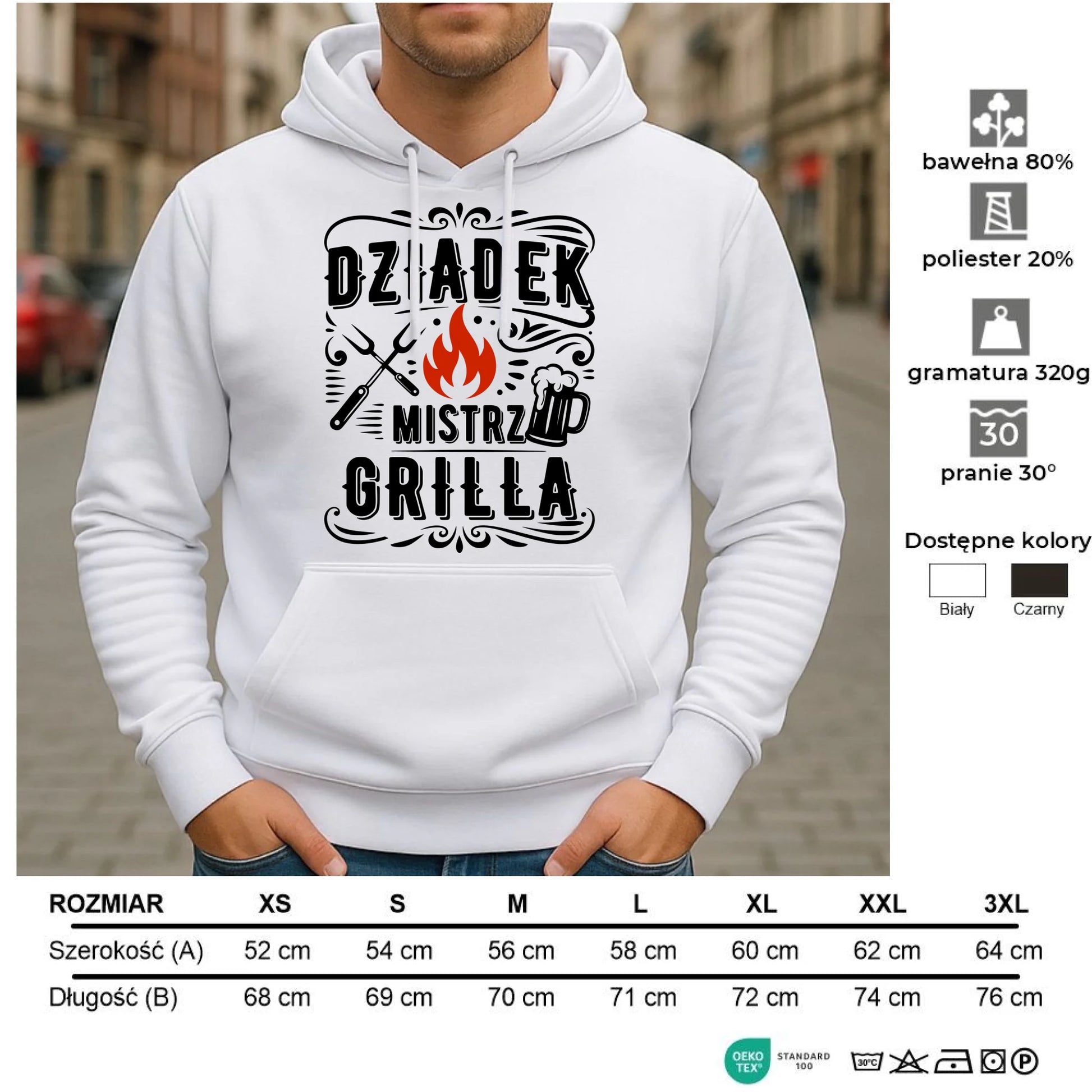 Bluza z kapturem dla dziadka - Dziadek mistrz grilla D33 - StoryCups.pl