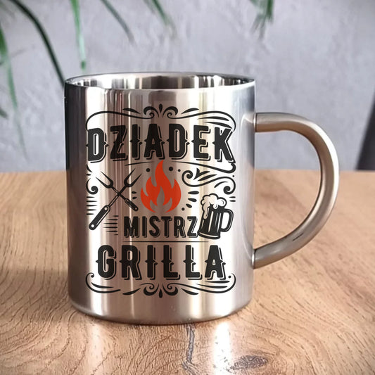Kubek metalowy dla dziadka - Dziadek mistrz grilla D33 - StoryCups.pl