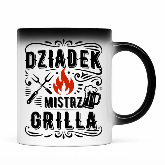 Kubek magiczny dla dziadka - Dziadek mistrz grilla D33 - StoryCups.pl
