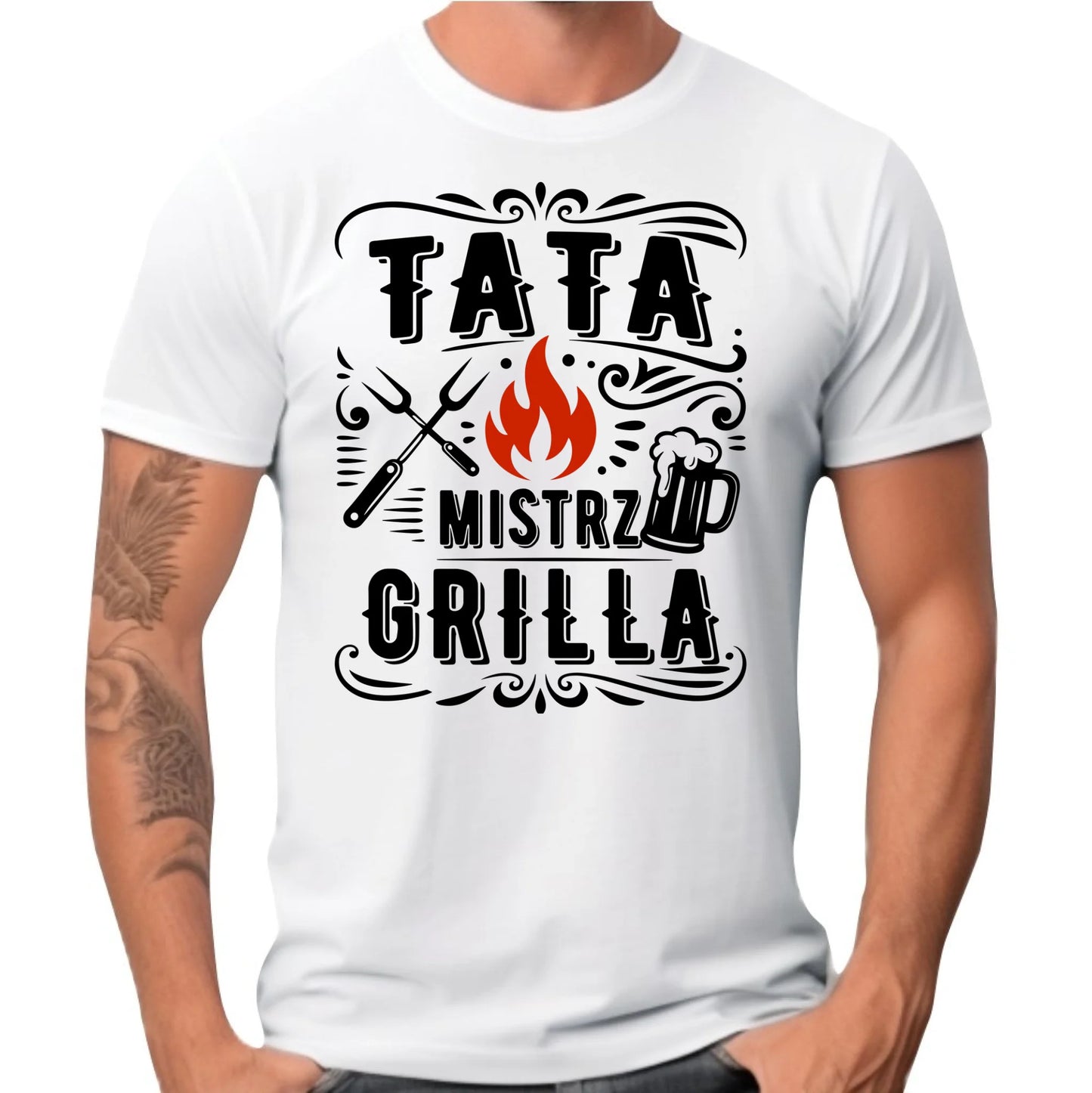 Koszulka dla taty - Tata mistrz grilla DT53 - StoryCups.pl