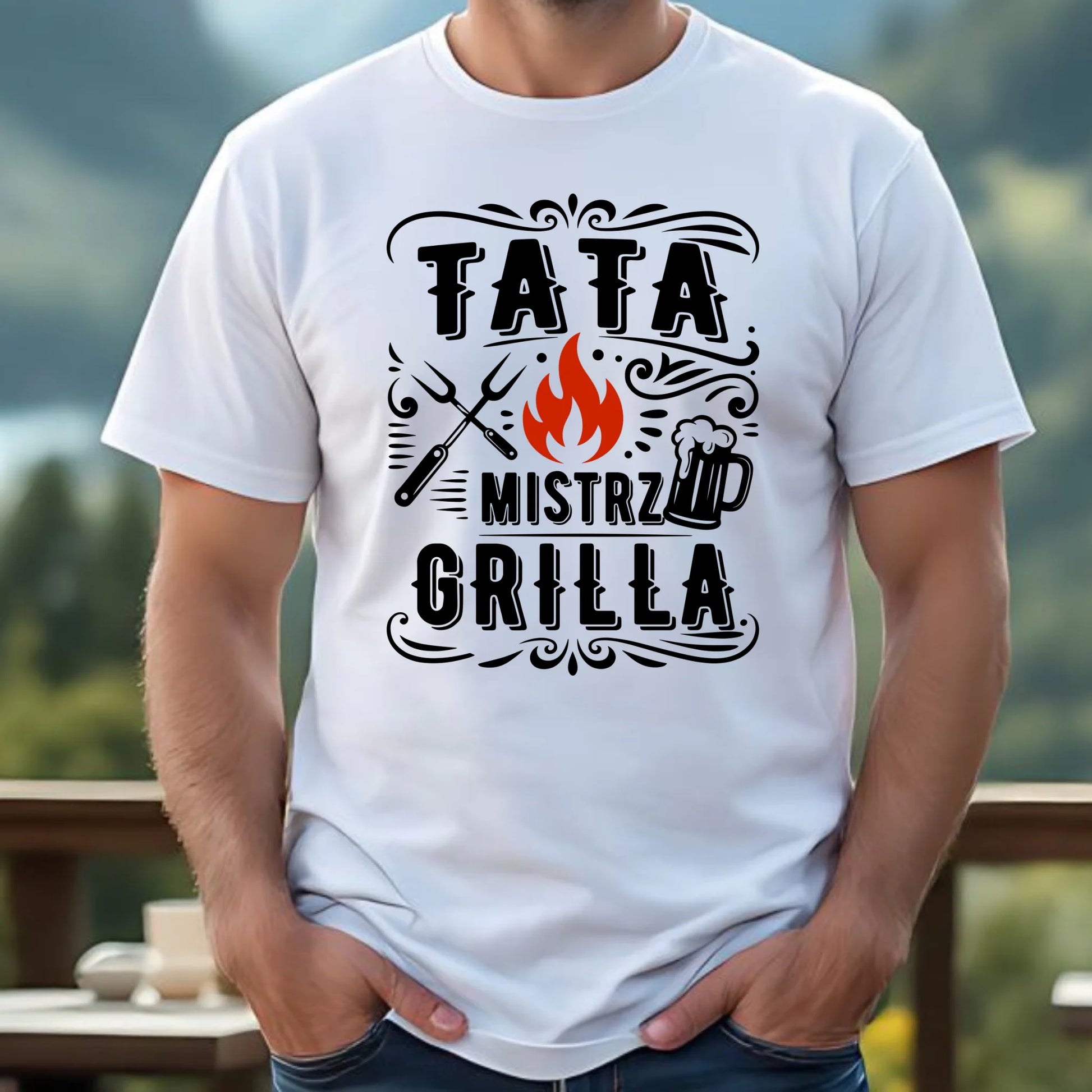 Koszulka dla taty - Tata mistrz grilla DT53 - StoryCups.pl