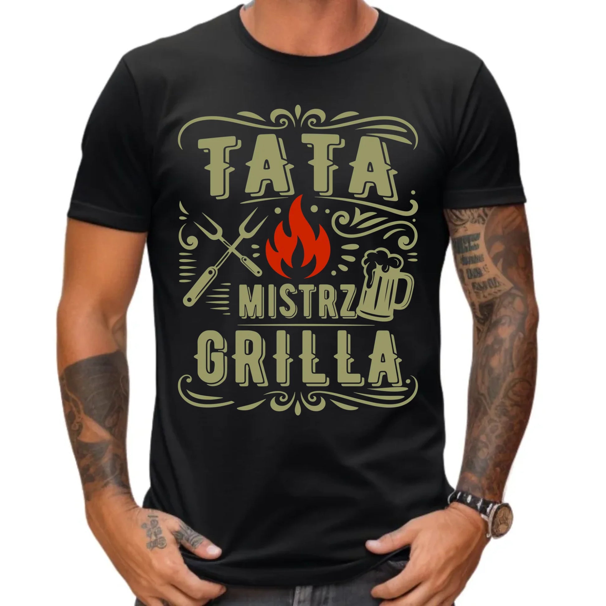 Koszulka dla taty - Tata mistrz grilla DT53 - StoryCups.pl