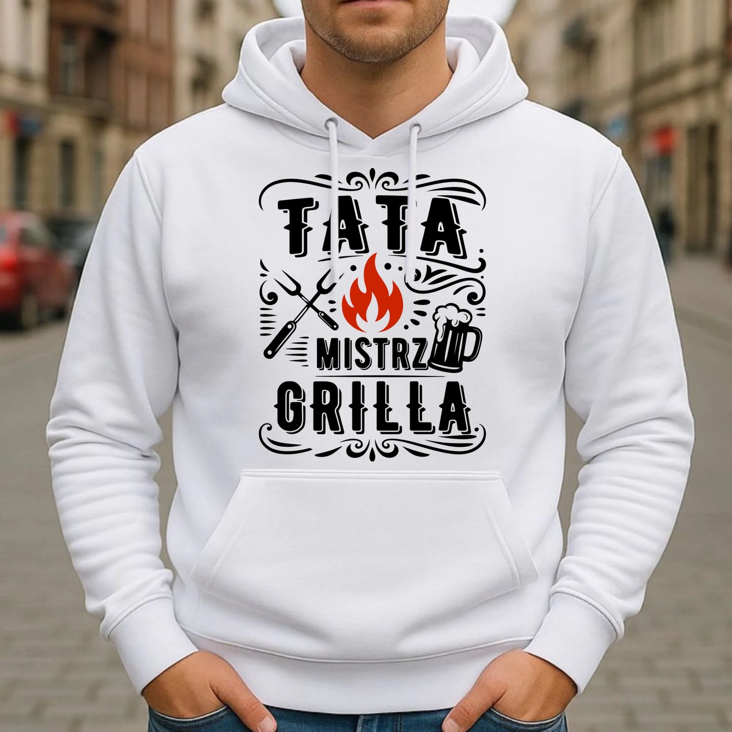 Bluza z kapturem dla taty - Tata mistrz grilla DT53 - StoryCups.pl